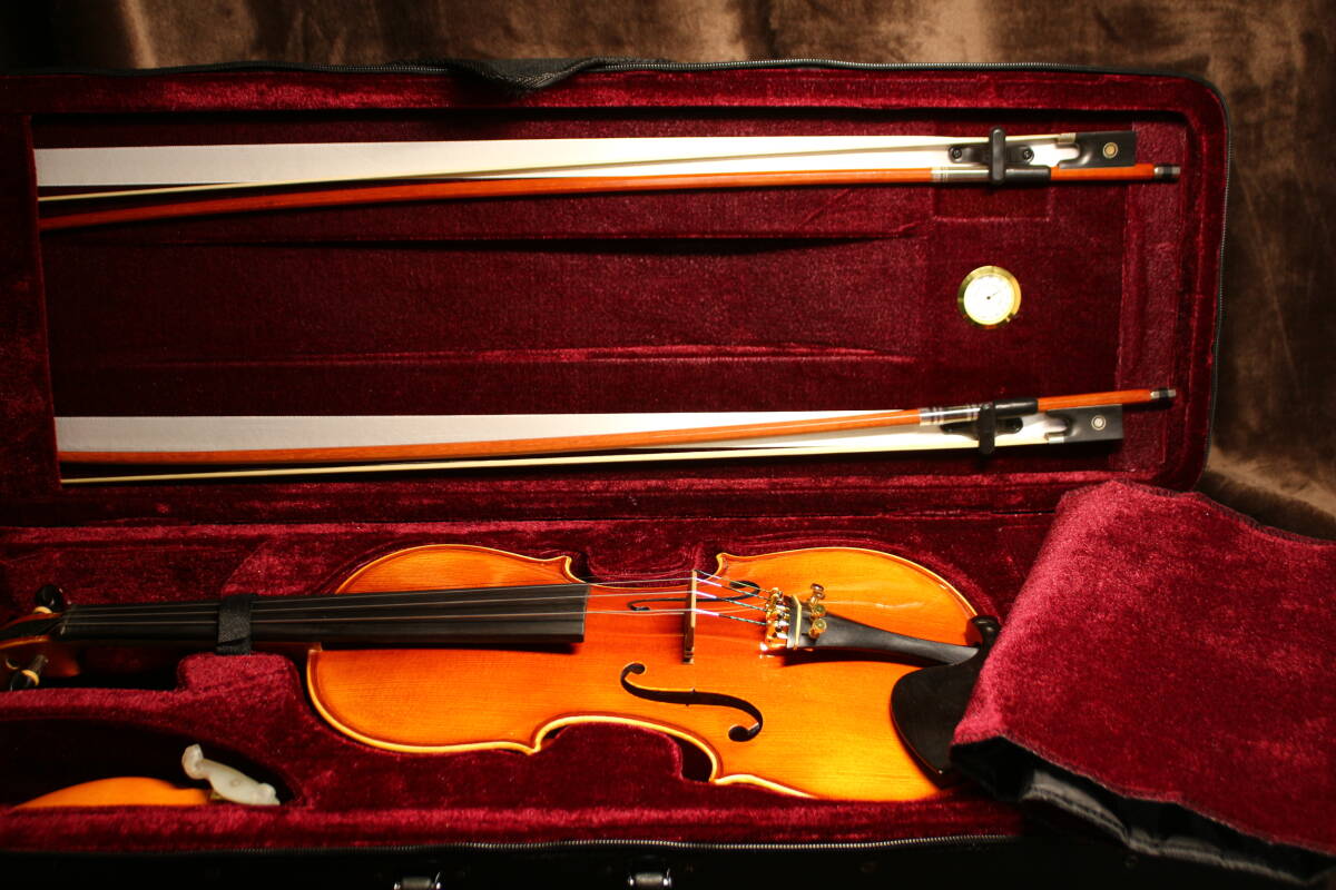 工房製 バイオリン アンティークフィニッシュ 虎杢 美麗 裏板一枚 セットの画像10