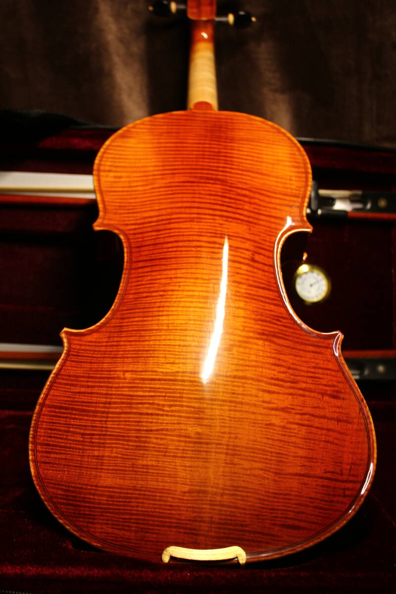 工房製 バイオリン アンティークフィニッシュ 虎杢 美麗 裏板一枚 セットの画像1