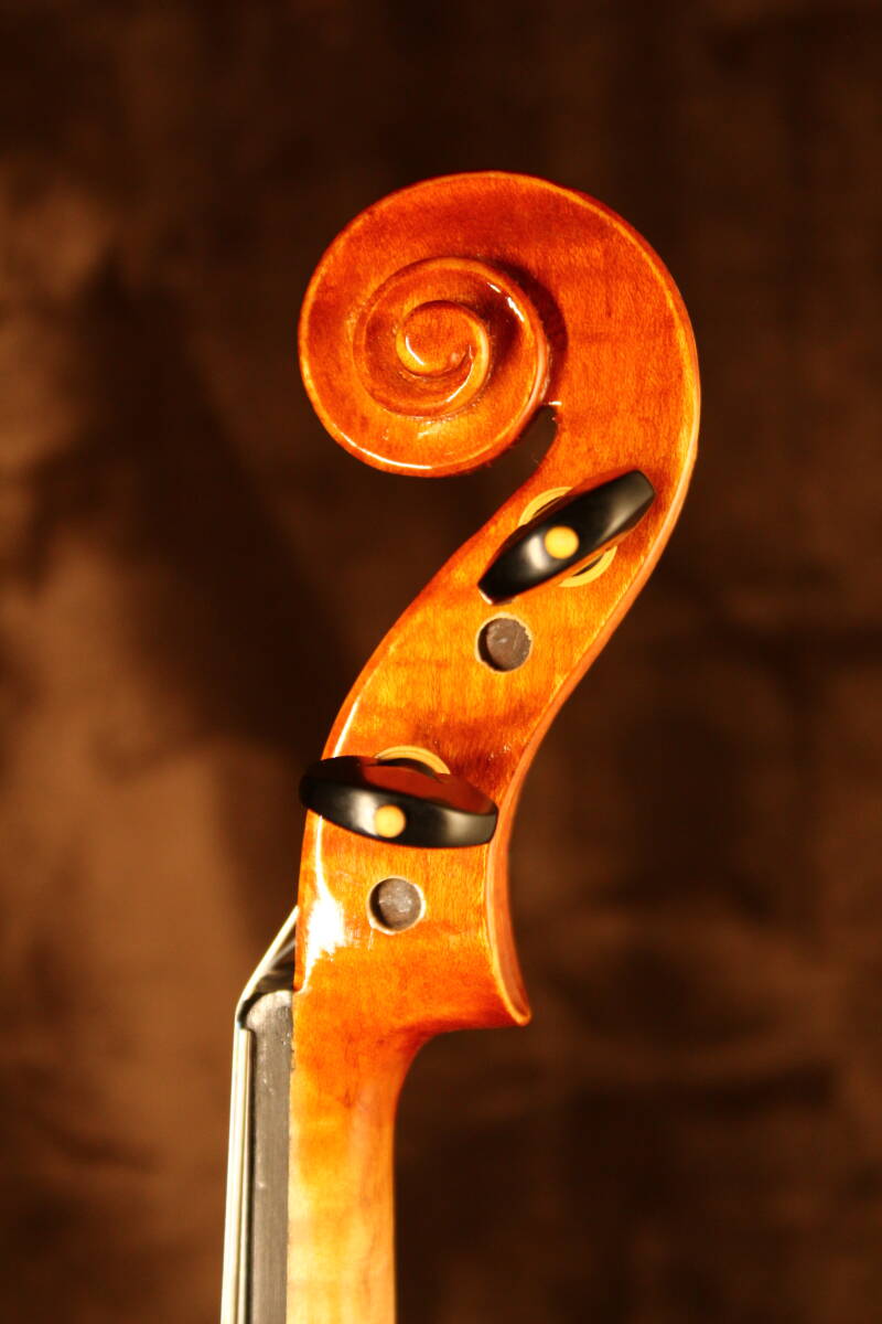 工房製 バイオリン アンティークフィニッシュ 虎杢 美麗 裏板一枚 セットの画像5