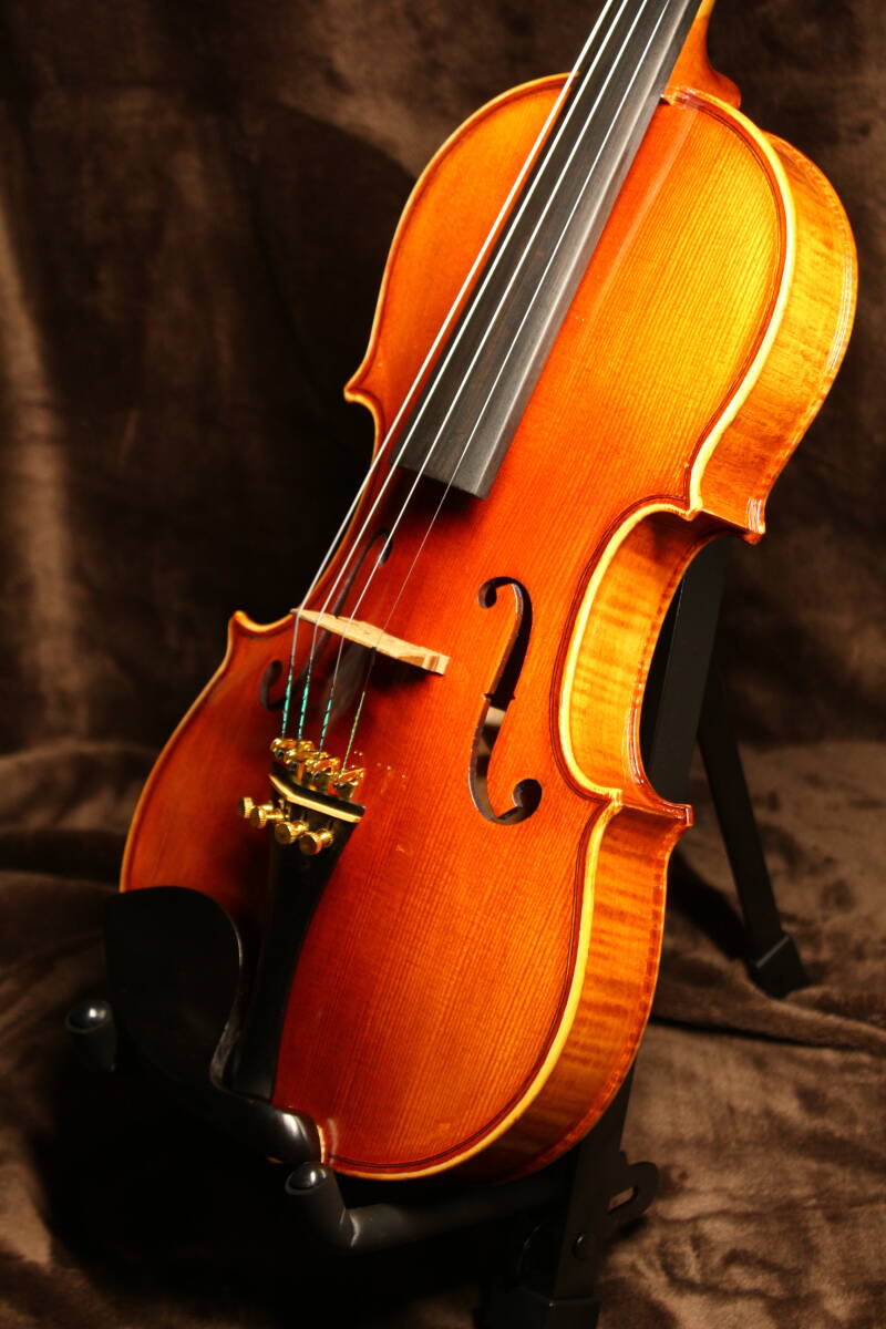 工房製 バイオリン アンティークフィニッシュ 虎杢 美麗 裏板一枚 セットの画像6