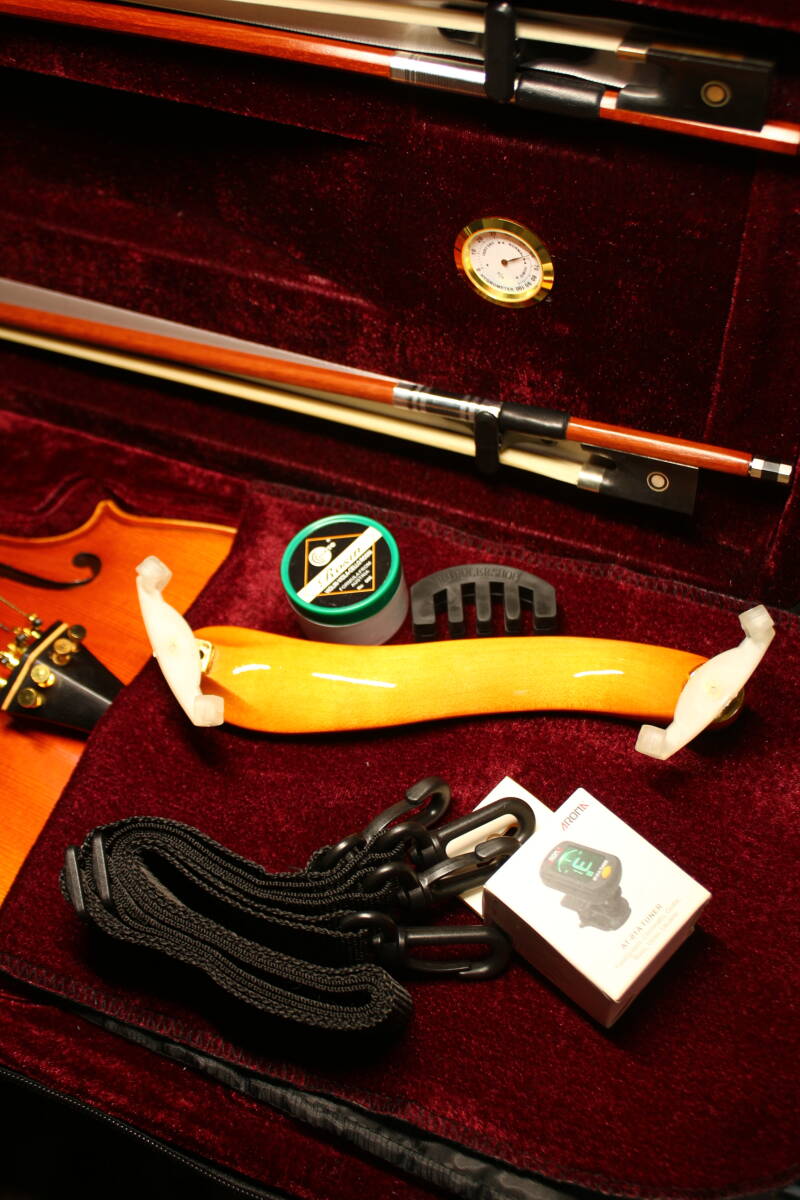 工房製 バイオリン アンティークフィニッシュ 虎杢 美麗 裏板一枚 セットの画像9