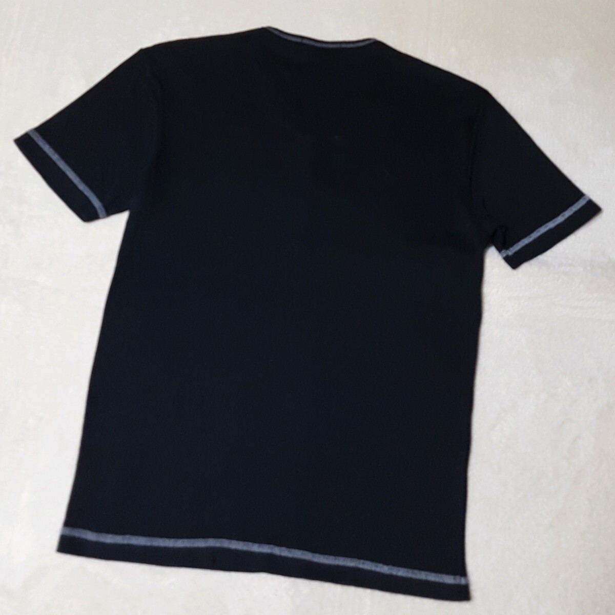 【極美品】BURBERRY BLACK LABEL バーバリーブラックレーベル ホース刺繍 ノバチェック サーマル ヘンリーネック Tシャツ カットソー 黒 M_画像6