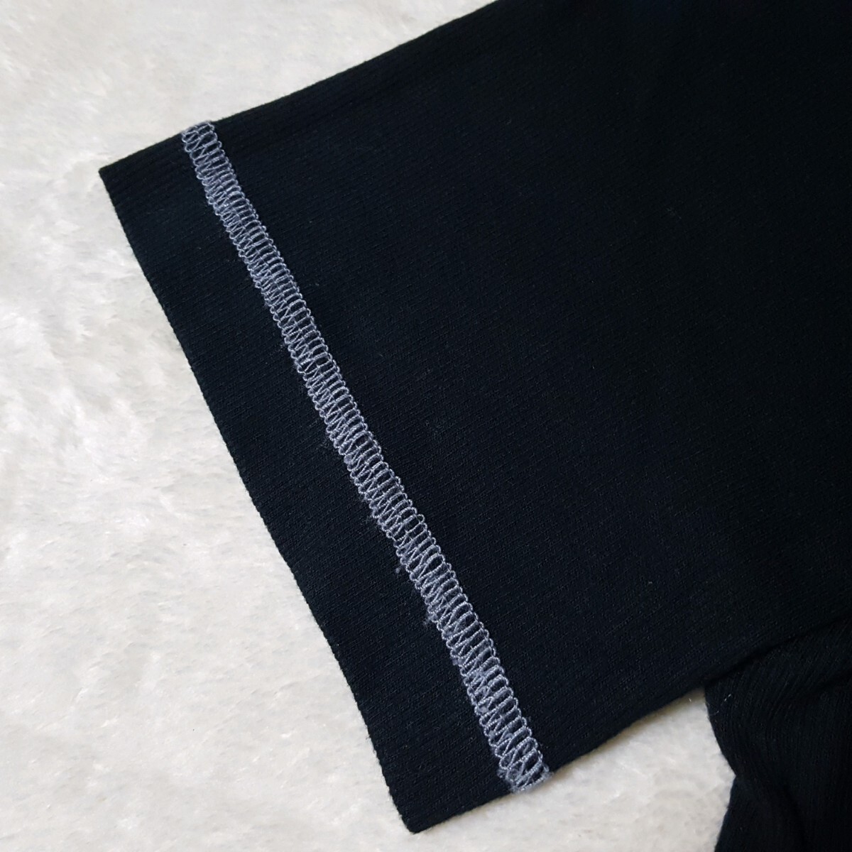 【極美品】BURBERRY BLACK LABEL バーバリーブラックレーベル ホース刺繍 ノバチェック サーマル ヘンリーネック Tシャツ カットソー 黒 M_画像5