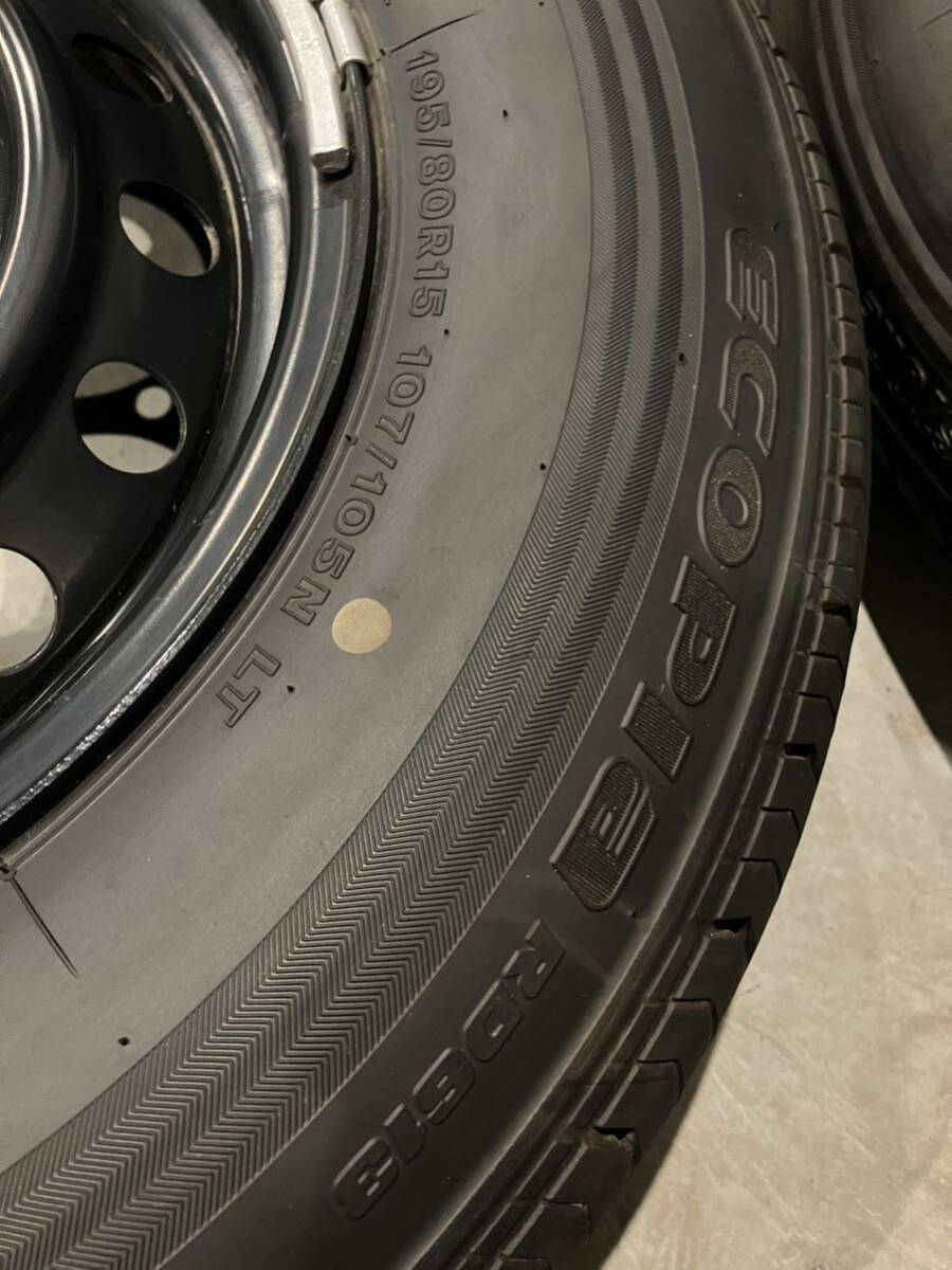 美品　新車外し ブリヂストン　エコピア195/80r15ハイエース ① 23年式ハイエース　キャラバン　スチールホイール流用　送料無料！_画像4