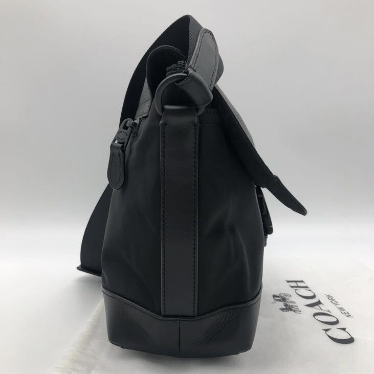 1円 【未使用】COACH コーチ パフォレイテッド バイクバッグ F71968 ショルダーバッグ メッセンジャー メンズ ビジネス レザー 黒 ブラック_画像4