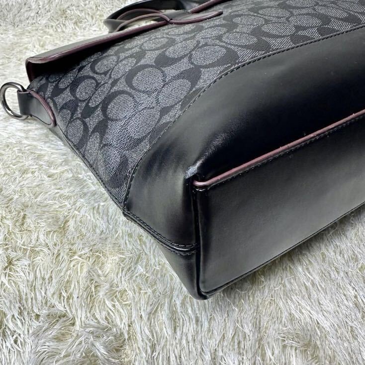  market price price Y86,900- beautiful goods COACH Coach F77858kau leather × PVC Hamilton shadow signature Portfolio 2WAY business bag 