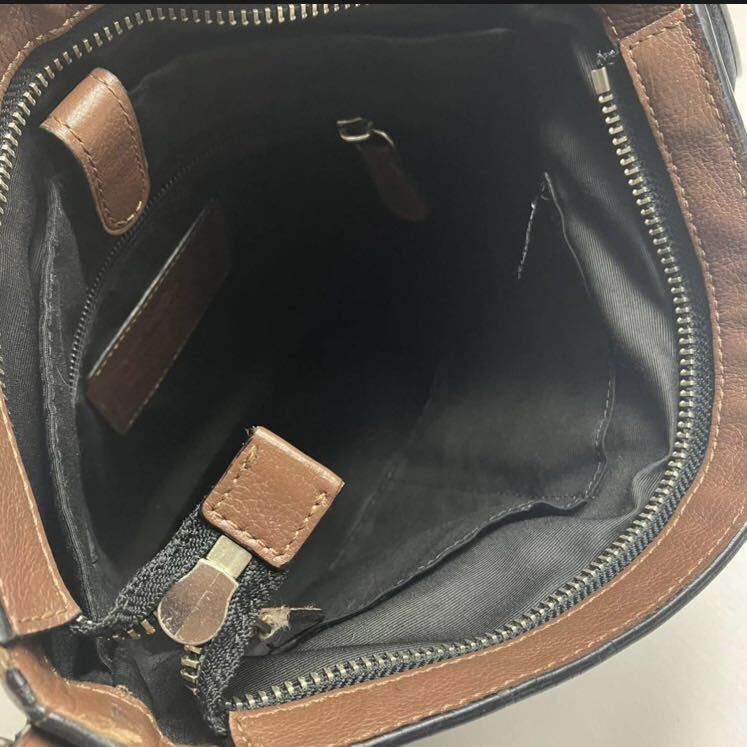 1円〜【極美品】相場価格￥55,000 COACH コーチ F54193 チャールズ ヴァーシティ スムースレザー 牛革 クロスボディ ショルダーバッグ 茶の画像6