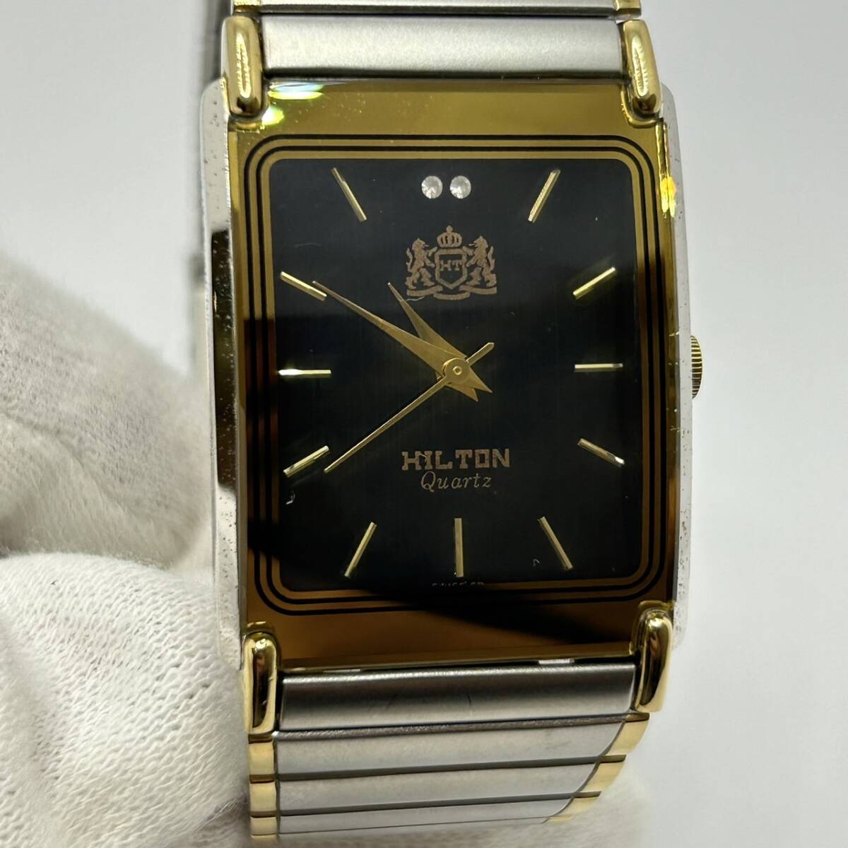 売れ筋商品 HILTON/ヒルトン 電池交換済み可動品 A 腕時計 黒文字 クォーツ アナログ(手巻き)