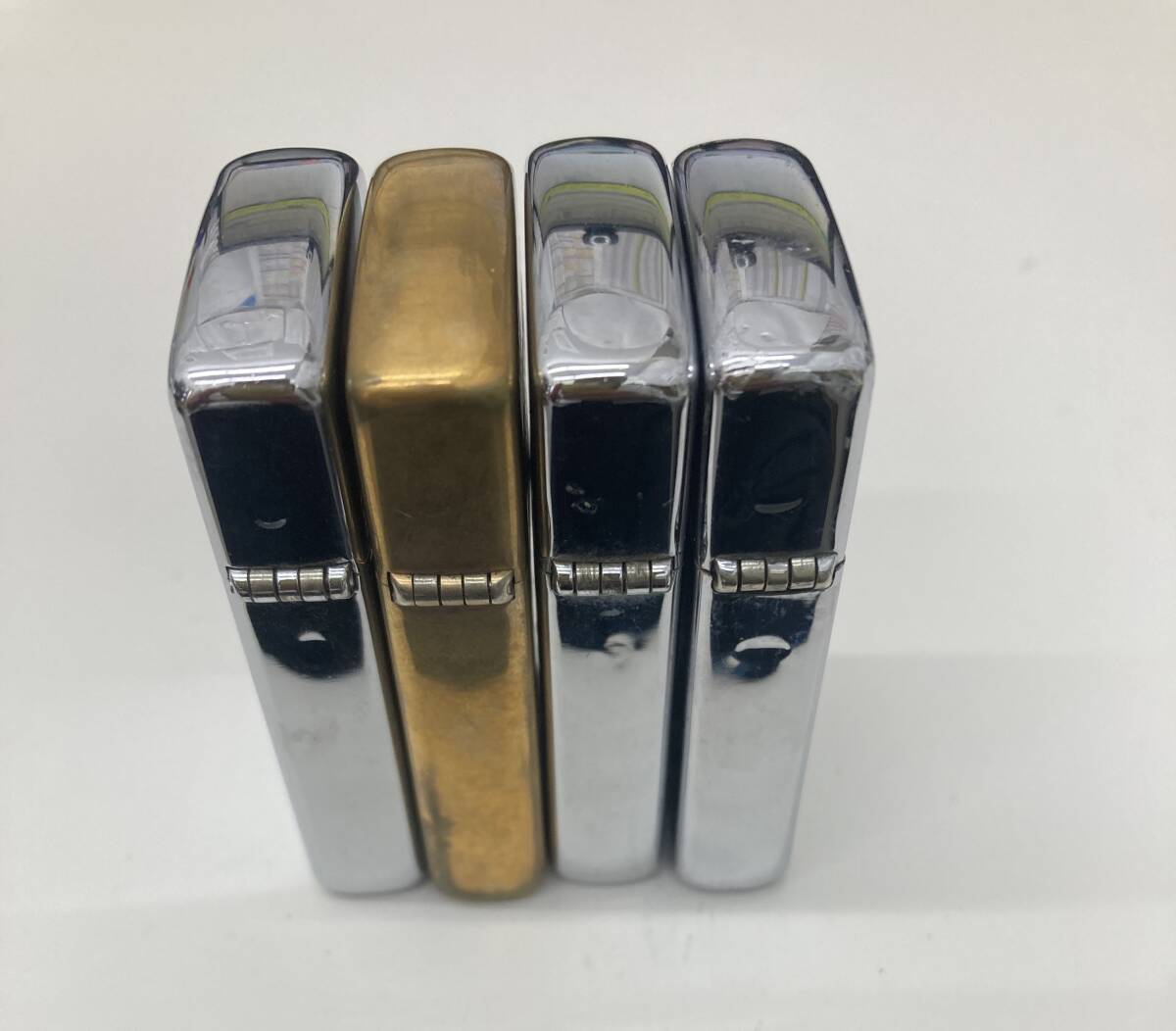 A4080　ZIPPO　ジッポ　スリムタイプ　ギャラ付　箱付　インゴット　USA　アメリカ　collar　GOLD　SILVER　金色　銀色　無地　4個　セット_画像7