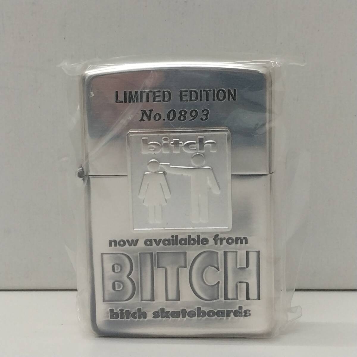 #4215E ライター 喫煙具 ZIPPO ジッポ BITCH ビッチ now available from BITCH bitch skateboards No.0893刻印 底J XI刻印 付属品無 保管品_画像1