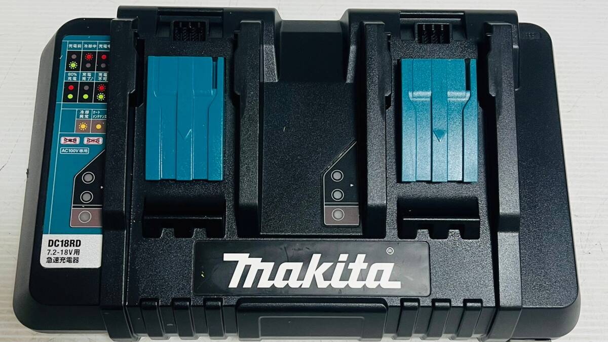 ★2口急速充電器 makita マキタ DC18RD マックパック付き 動作確認済み 純正充電器 7.2-18v 専用 領収OK w0518-5_画像2