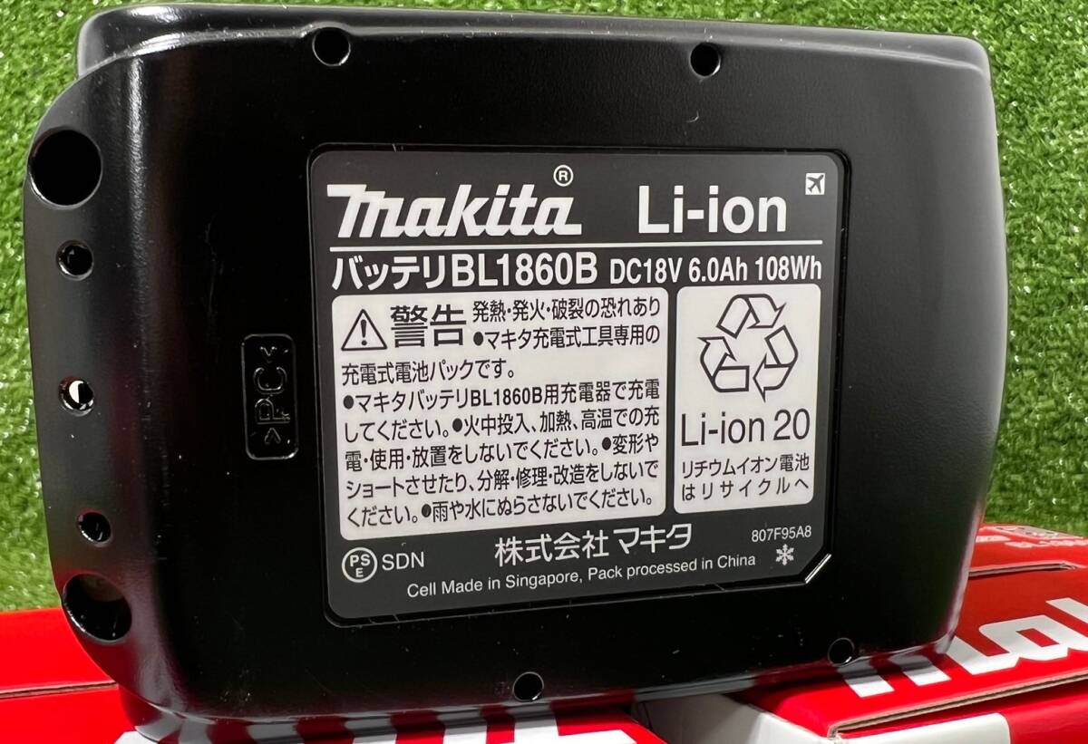★未使用2個セット マキタ makita リチウムイオンバッテリ BL1860B 純正 領収OK k0502-7の画像2