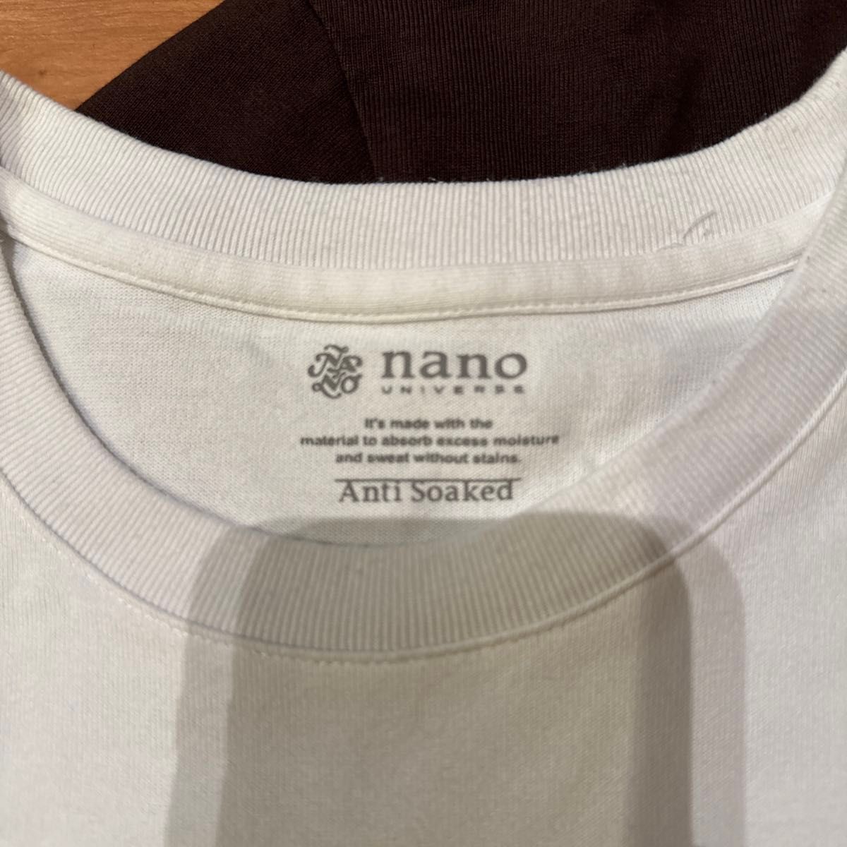 【ナノユニバース】Anti Soaked ヘビーウェイトクルーネックポケットTシャツ 2枚 白 茶