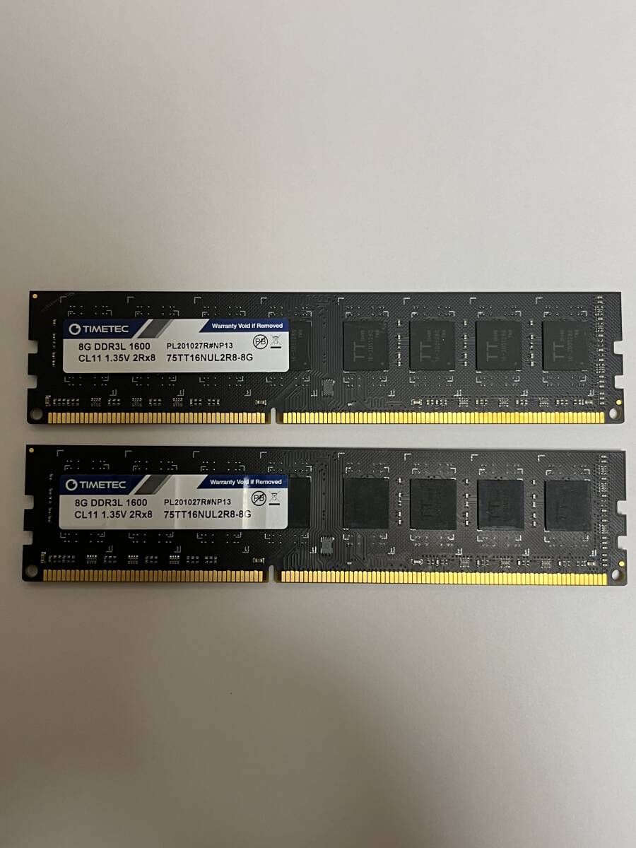 Timetec タイムテック デスクトップPC用メモリ DDR3L 1600MHz 8GB x 2枚 (16GB) PC3-12800/PC3L-12800 240 Pinの画像1