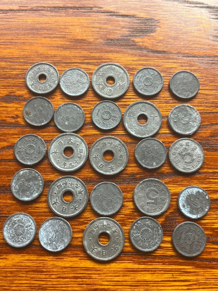 昭和初期戦時貨幣硬貨25点-一銭5銭十銭コインコレクションまとめ売り 古銭 日本古銭