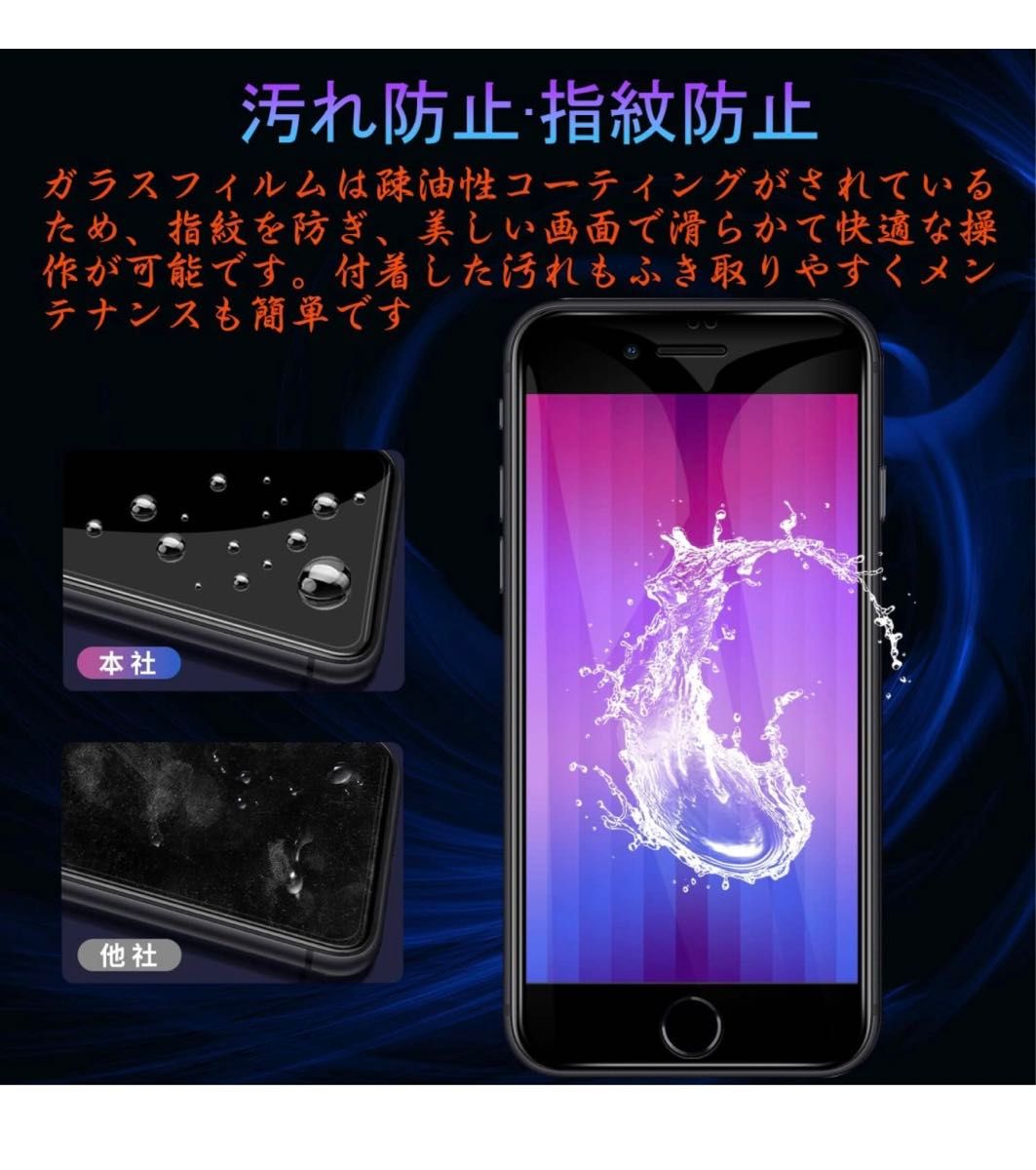 iPhone SE (第3世代 / 第2世代) ガラスフィルム(2枚入り) 【ブルーライトカット】10#