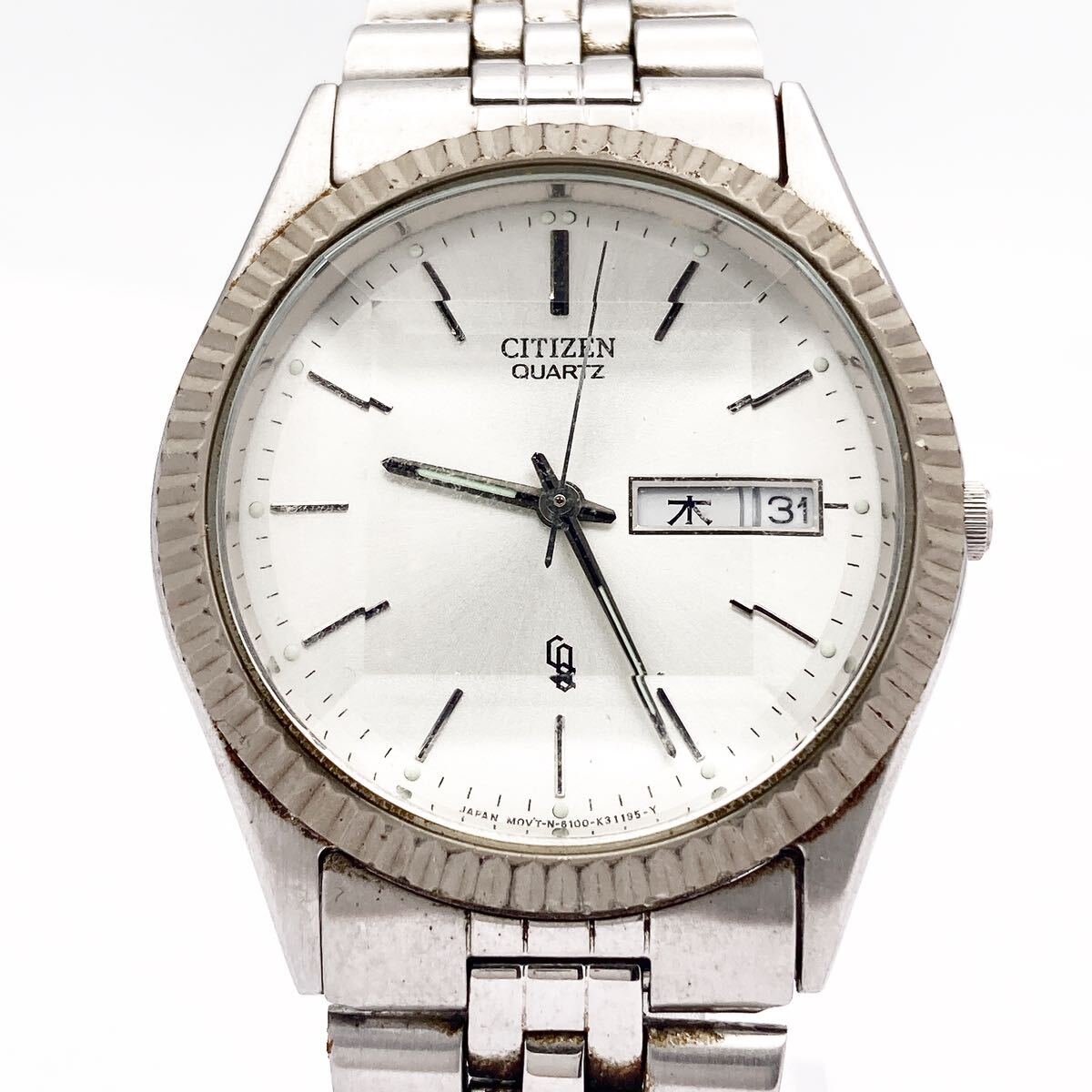 CITIZEN シチズン 6100-K09303 デイデイト カットガラス クォーツ ラウンド 純正ベルト シルバー alpひ0426_画像1