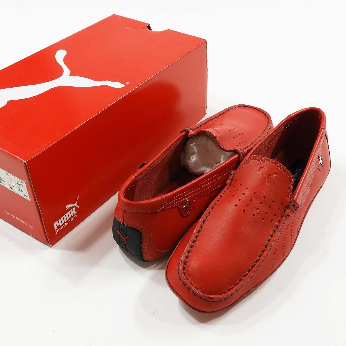 未使用 PUMA プーマ × フェラーリ 303027 DM1 CAVALLINO ドライビングシューズ ロッソコルサ size 8 #19297 F1 Ferrari レザーシューズ_画像1