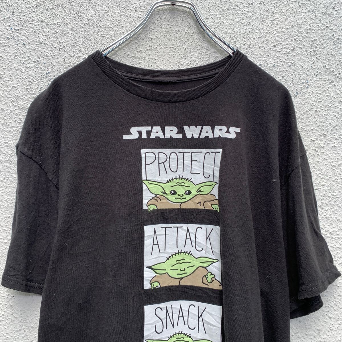 半袖 キャラクター プリントTシャツ XL～ ブラック スターウォーズ マンダロリアン ベビーヨーダ 古着卸 アメリカ仕入 a604-7613_画像2