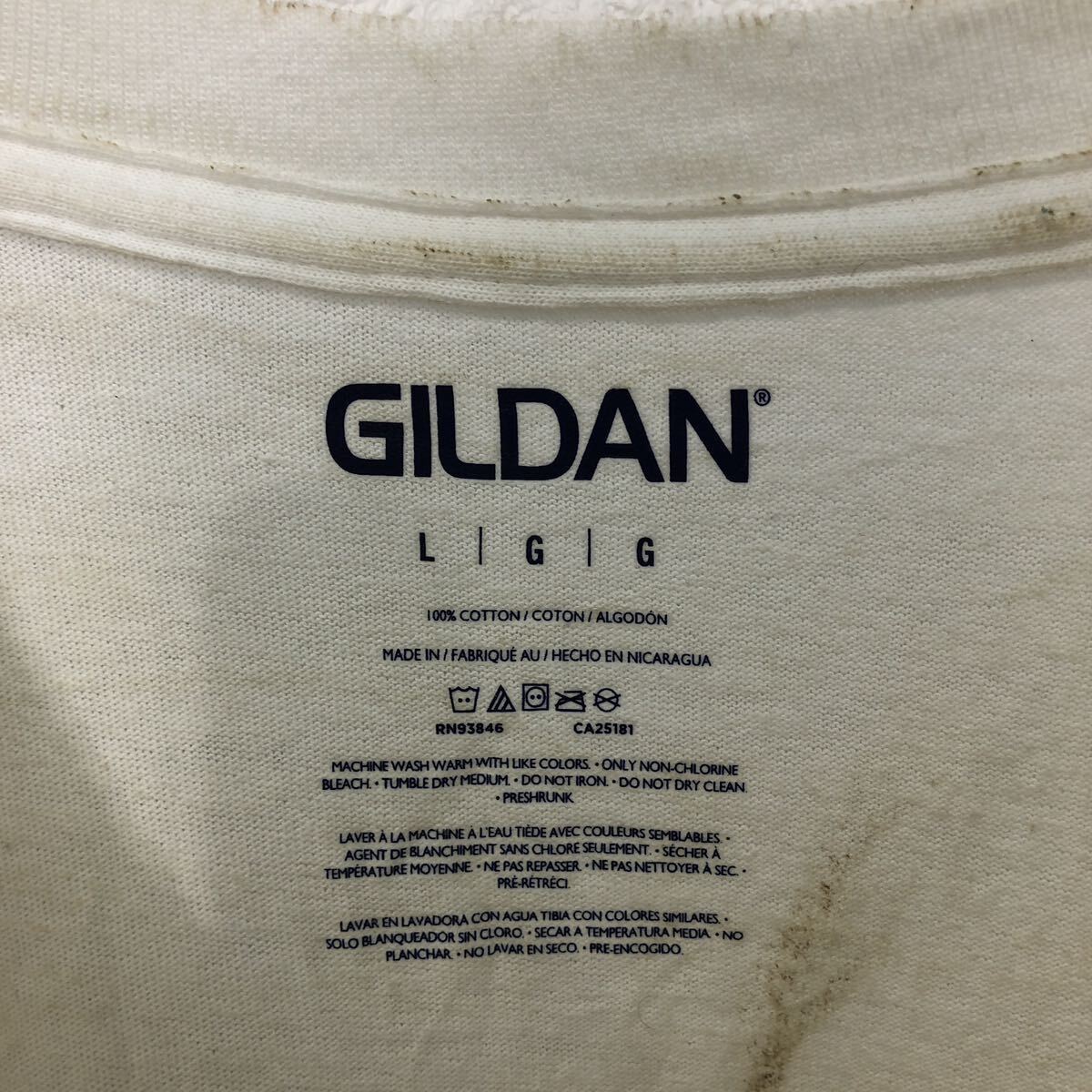 GILDAN 半袖 無地 Tシャツ ギルダン L ホワイト クルーネック シンプル 古着卸 アメリカ仕入 a605-5157_画像7