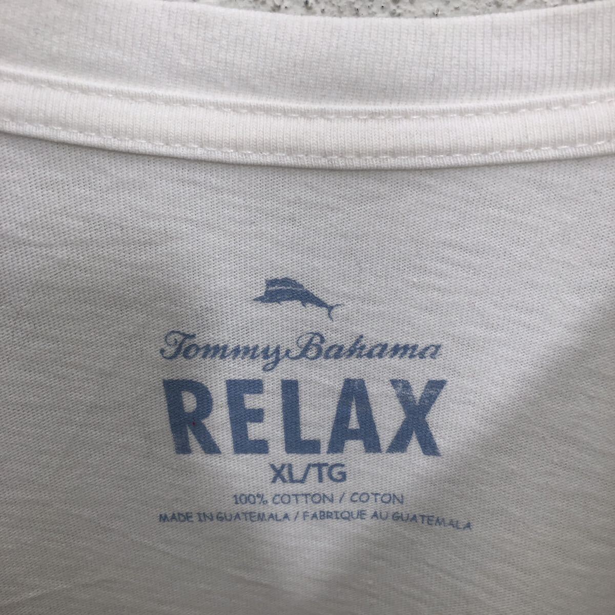 TOMMYBAHAMA 半袖 プリント Tシャツ XL ホワイト ビッグサイズ バックプリント クルーネック 古着卸 アメリカ仕入 a605-5805_画像7