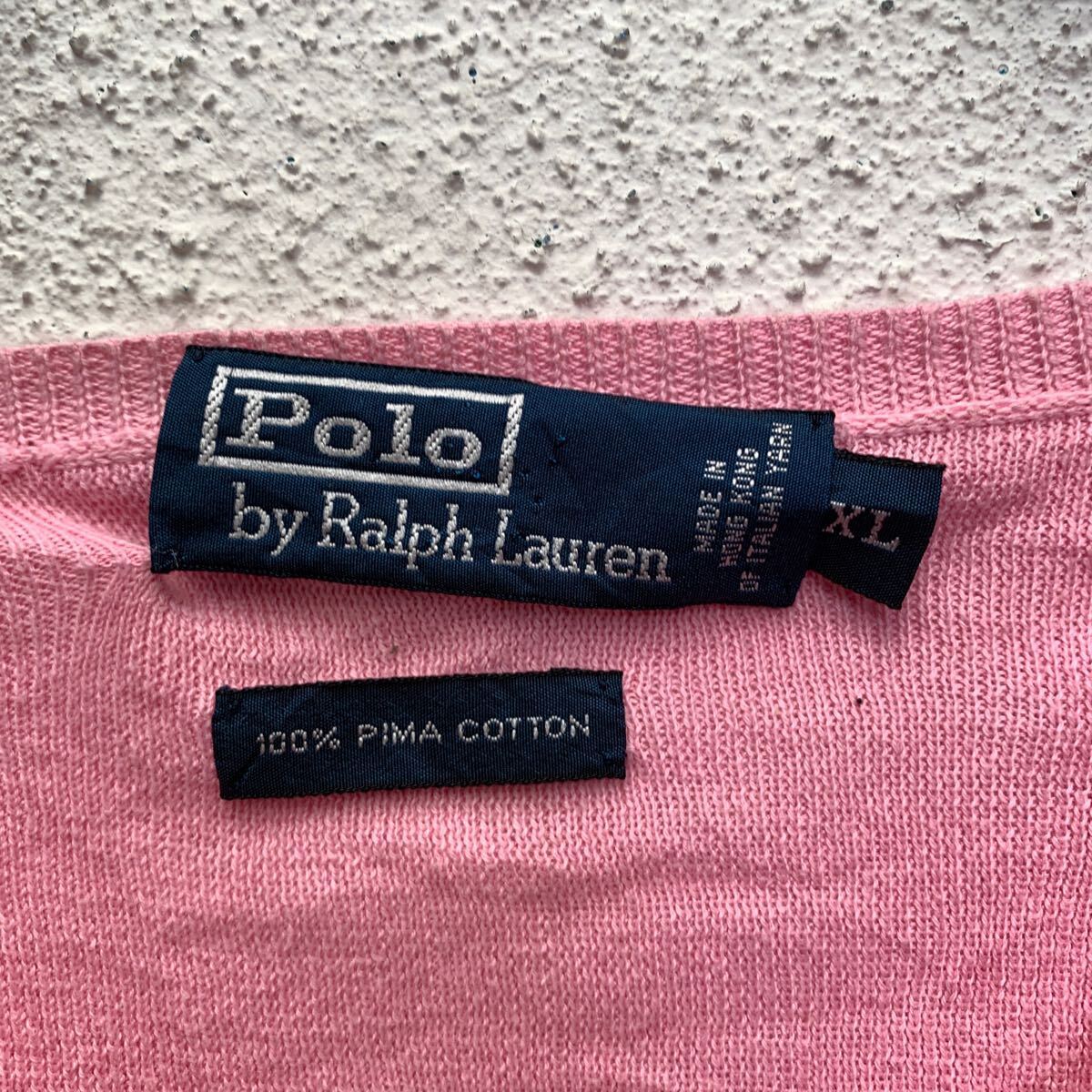 90s Polo Ralph Lauren コットンニット XLサイズ ビッグサイズ ラルフローレン セーター ピンク 古着卸 アメリカ仕入 a605-5415_画像7