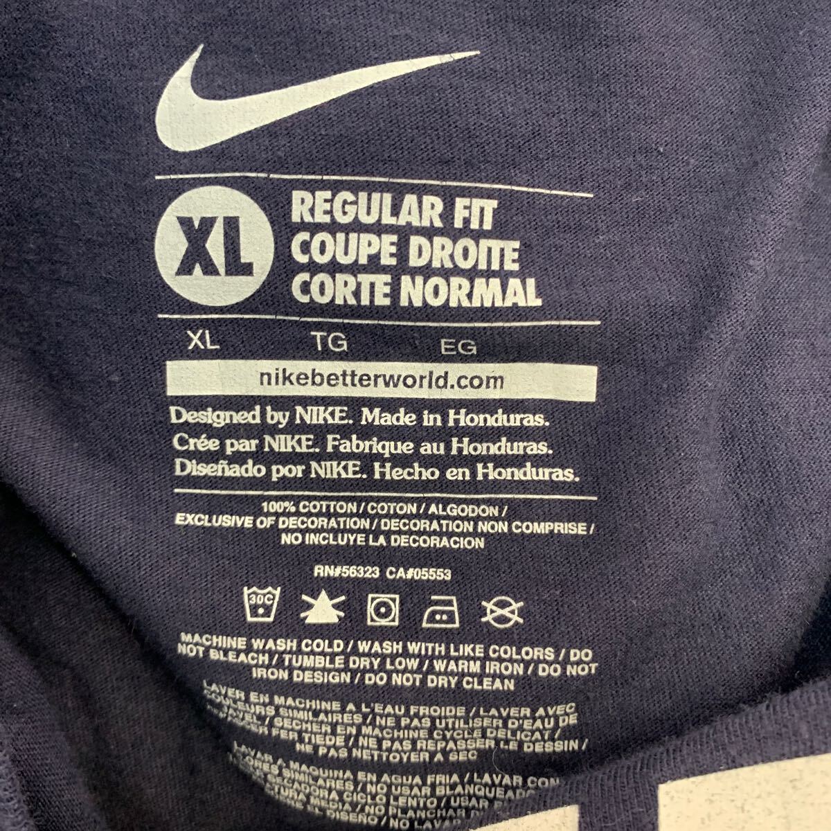 NIKE 半袖 プリントTシャツ XL ネイビー ビッグサイズ 袖ロゴ クルーネック 古着卸 アメリカ仕入 a605-6303_画像7