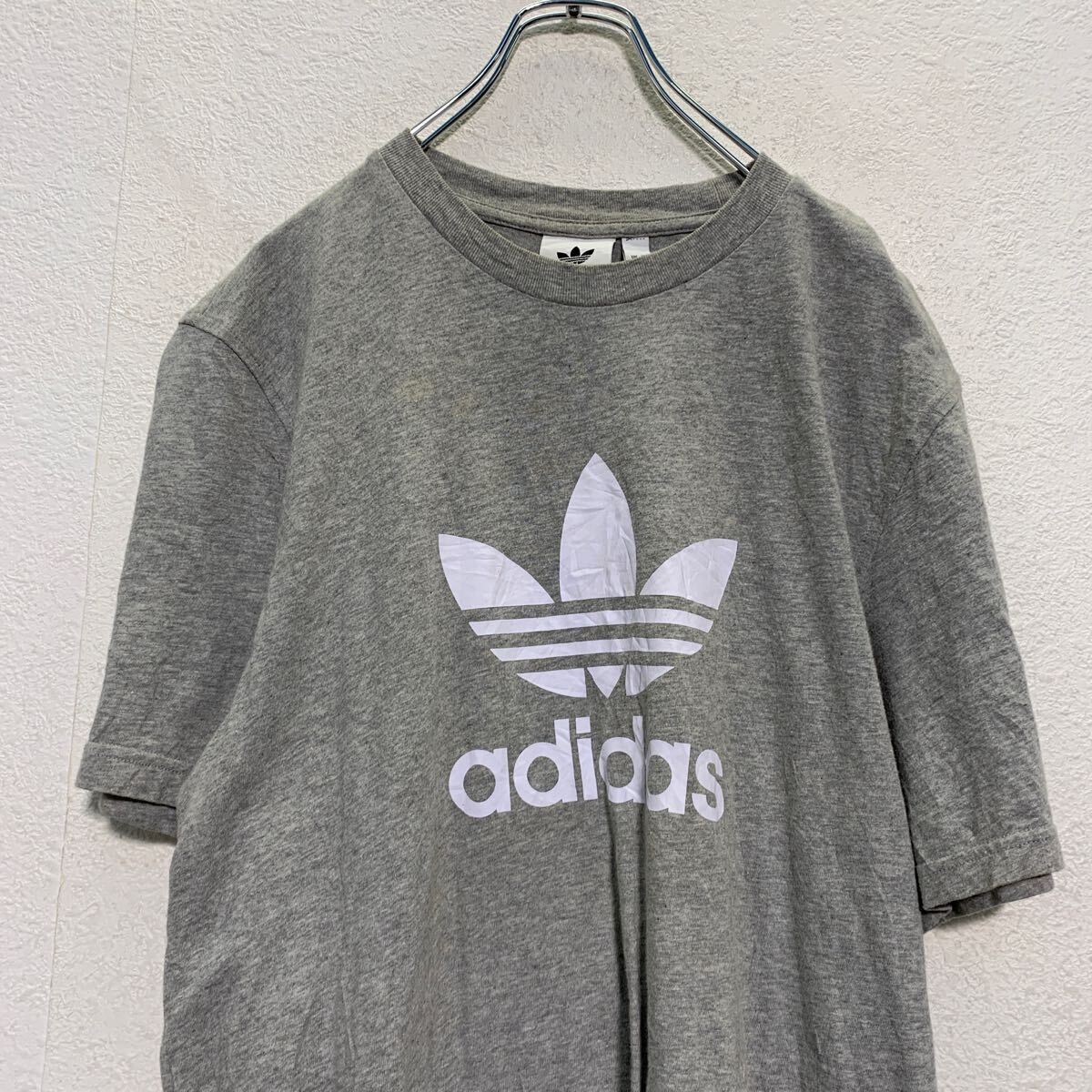 adidas 半袖 ロゴTシャツ M グレー アディダス クルーネック ビッグロゴ 古着卸 アメリカ仕入 a605-6247_画像2