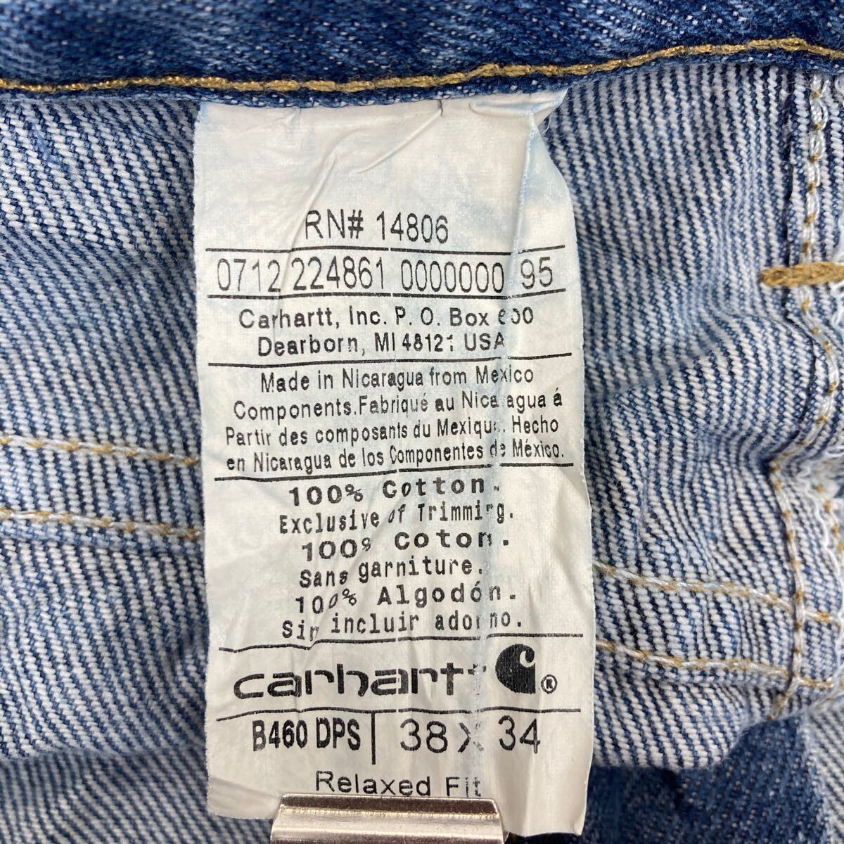 Carhartt デニムパンツ W38 カーハート ビッグサイズ リラックスフィット ブルー コットン 古着卸 アメリカ仕入 2405-550_画像8