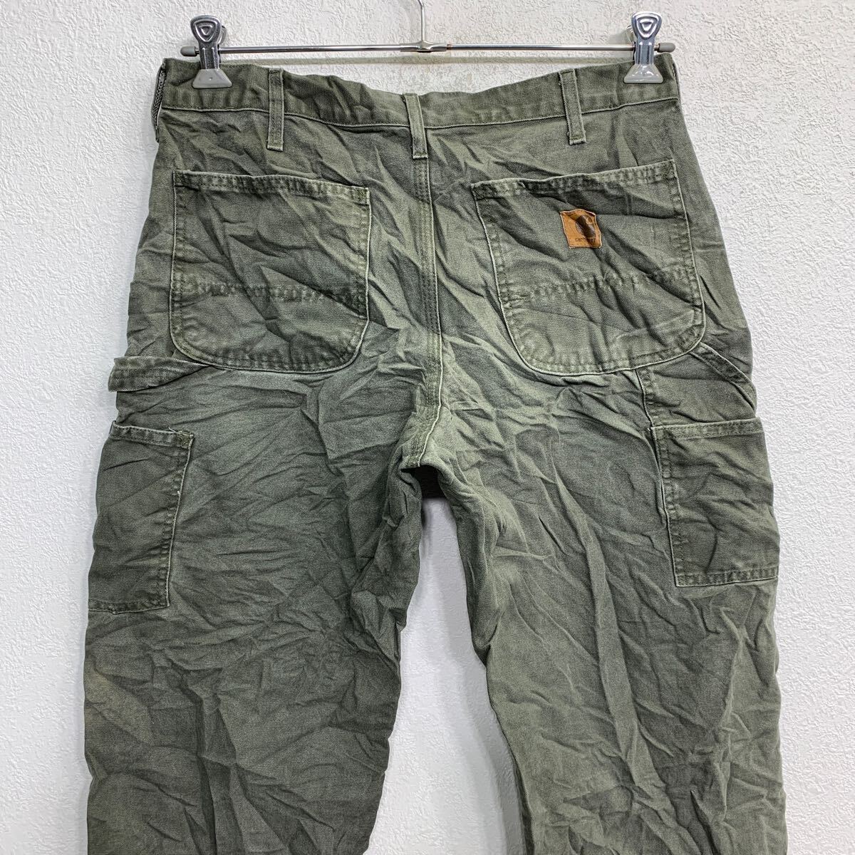 Carhartt ワークパンツ W32 カーハート ダック ペインターパンツ モスグリーン コットン 古着卸 アメリカ仕入 2405-574_画像6