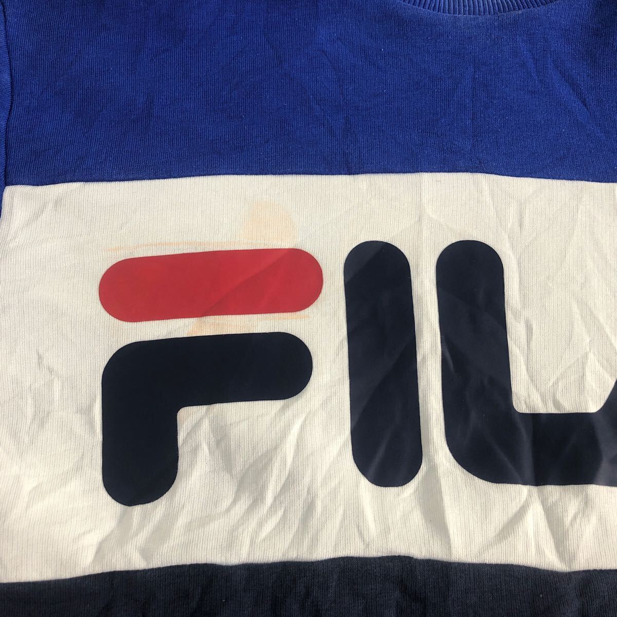 FILA プリント スウェット トレーナー フィラ S ブルー ホワイト 切替 古着卸 アメリカ仕入 a605-6376_画像8