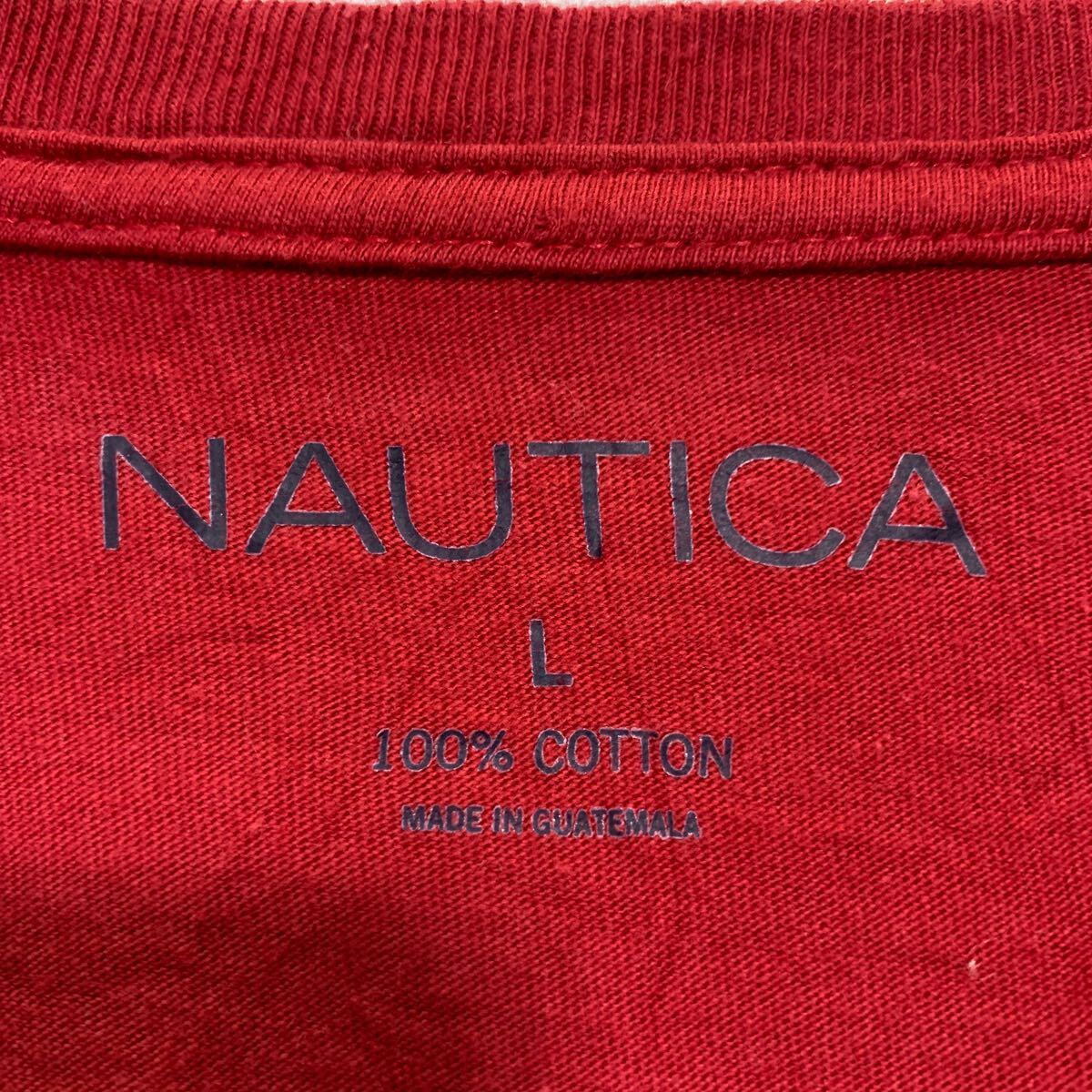 NAUTICA 半袖 プリントTシャツ L レッド ノーティカ クルーネック ロゴ 古着卸 アメリカ仕入 a605-6481_画像7