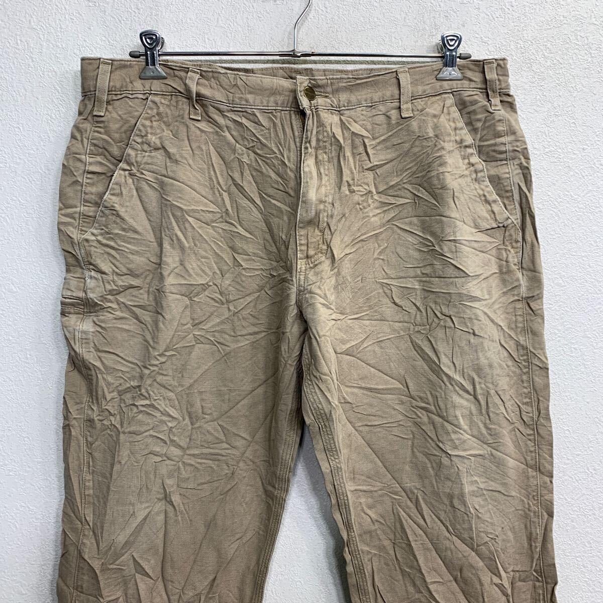 Carhartt ワークパンツ W40 カーハート ダックパンツ ビッグサイズ ベージュ コットン メキシコ製 古着卸 アメリカ仕入 2405-644_画像2