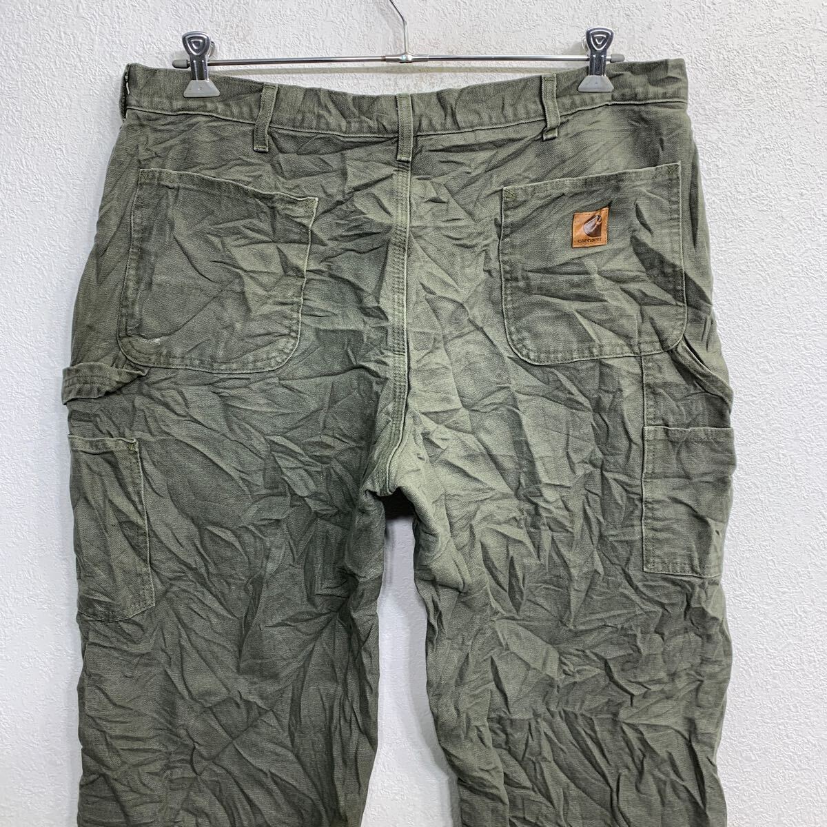 Carhartt ワークパンツ W40 カーハート ダック ペインターパンツ 裏地付き ビッグサイズ モスグリーン 古着卸 アメリカ仕入 2405-638_画像8