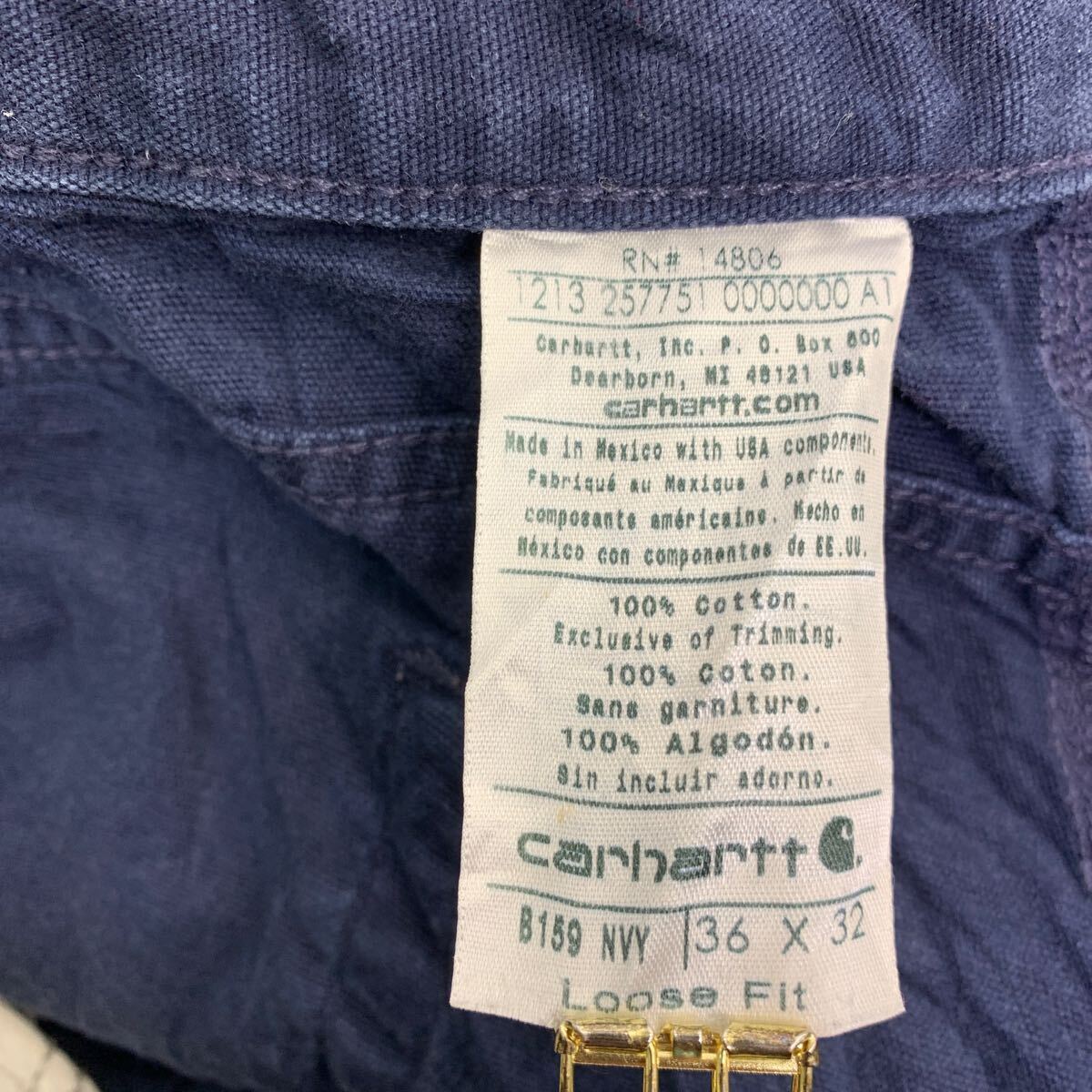 Carhartt ワークパンツ W36 カーハート ダック ペインター ビッグサイズ ネイビー コットン メキシコ製 古着卸 アメリカ仕入 2405-646_画像10