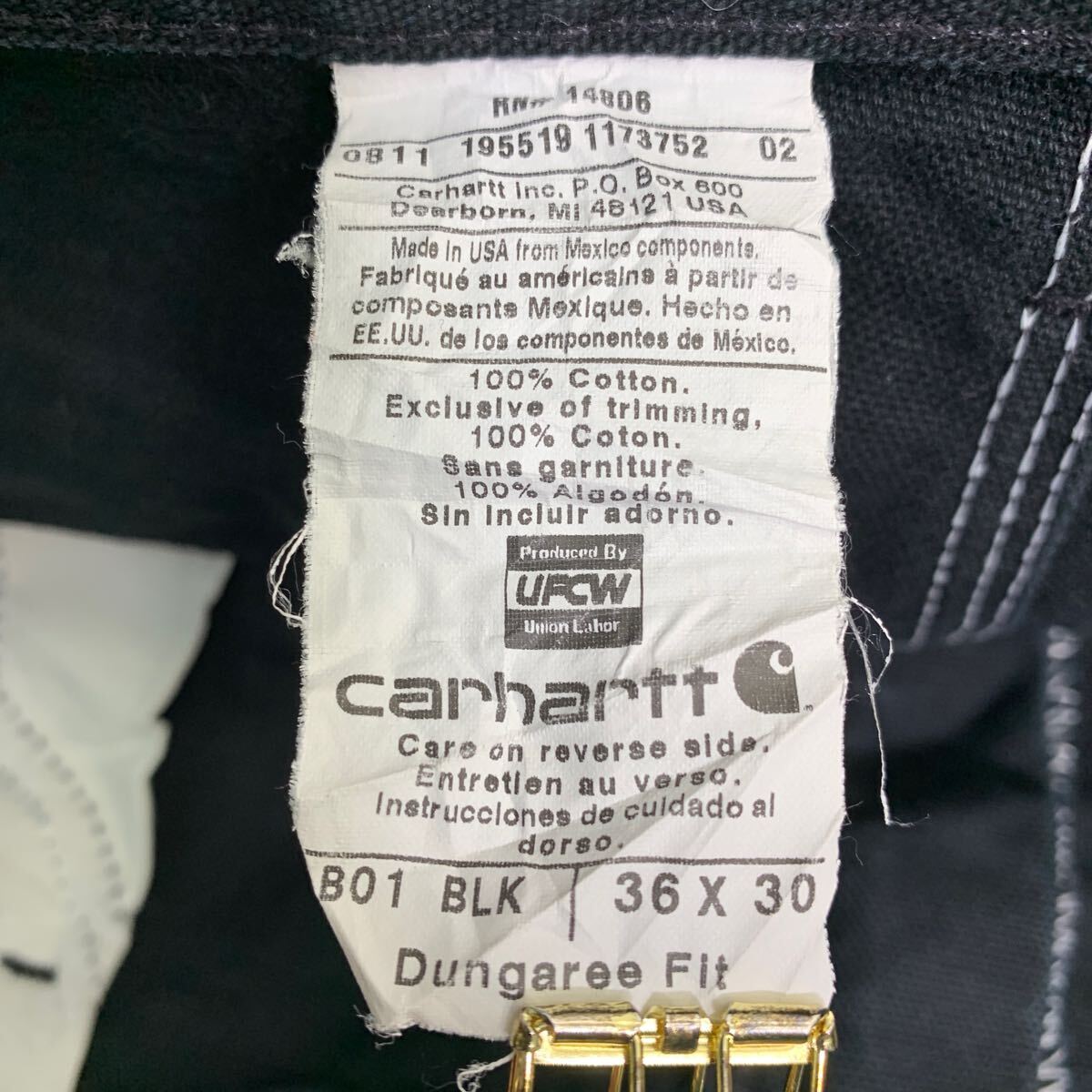 Carhartt ワークパンツ W36 カーハート ダブルニー ペインターパンツ ビッグサイズ ブラック コットン USA製 古着卸 アメリカ仕入 2405-635_画像10