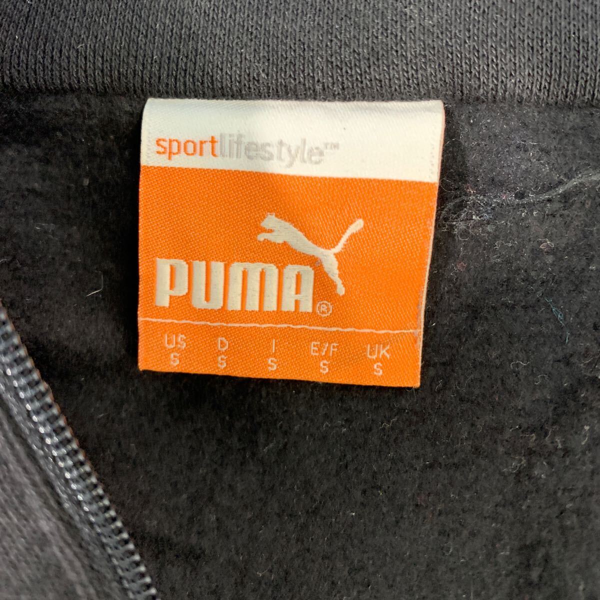 PUMA ハーフジップ ロゴスウェット トレーナー S ブラック プーマ 裏起毛 スポーツウェア 古着卸 アメリカ仕入 a605-6545_画像10