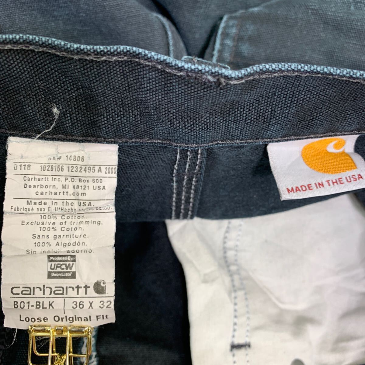 Carhartt ワークパンツ W36 カーハート ダブルニー ビッグサイズ ブラック コットン USA製 古着卸 アメリカ仕入 2405-630_画像10