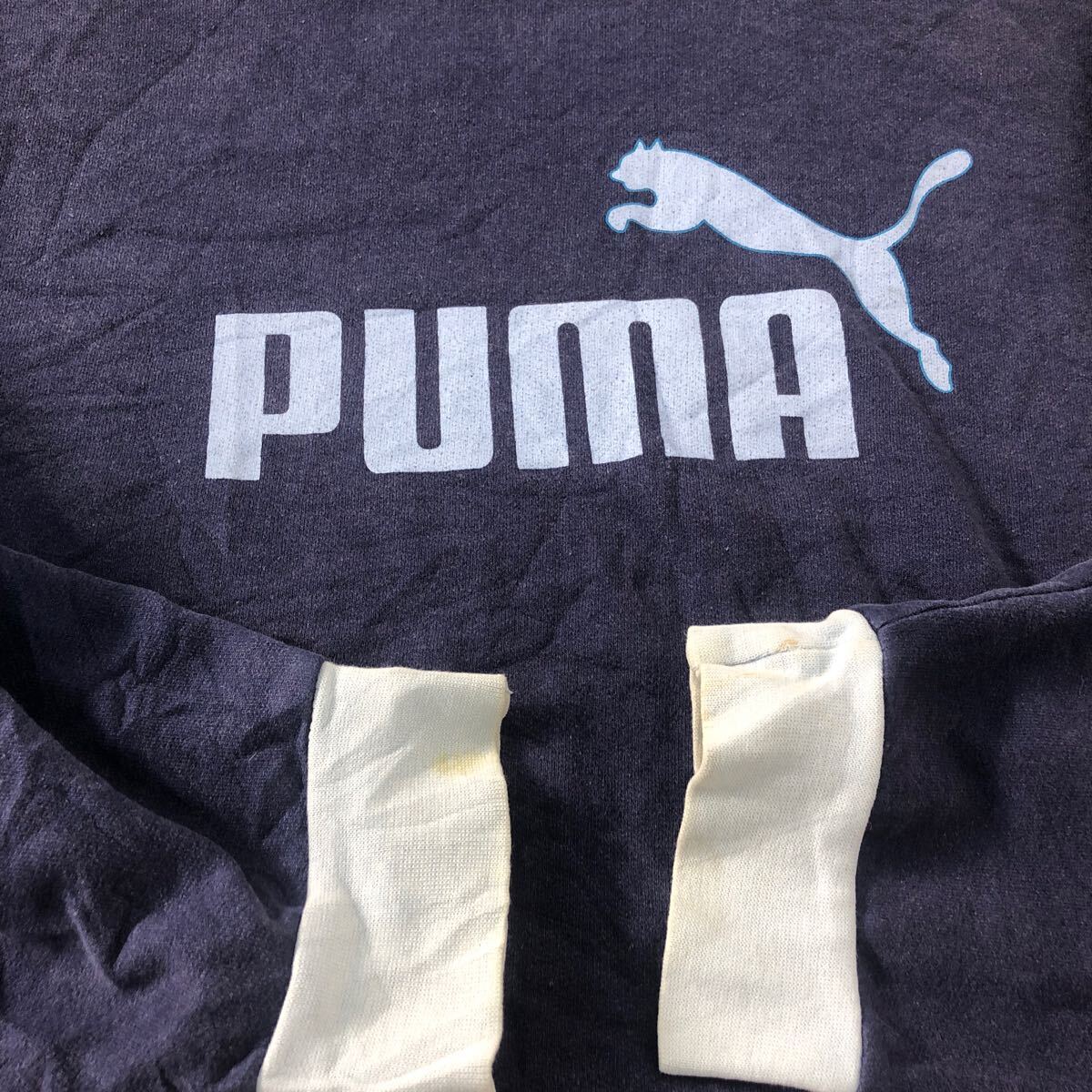 PUMA プリント スウェット パーカー プーマ L~ ネイビー ポケット ロゴ 古着卸 アメリカ仕入 a605-6518_画像8