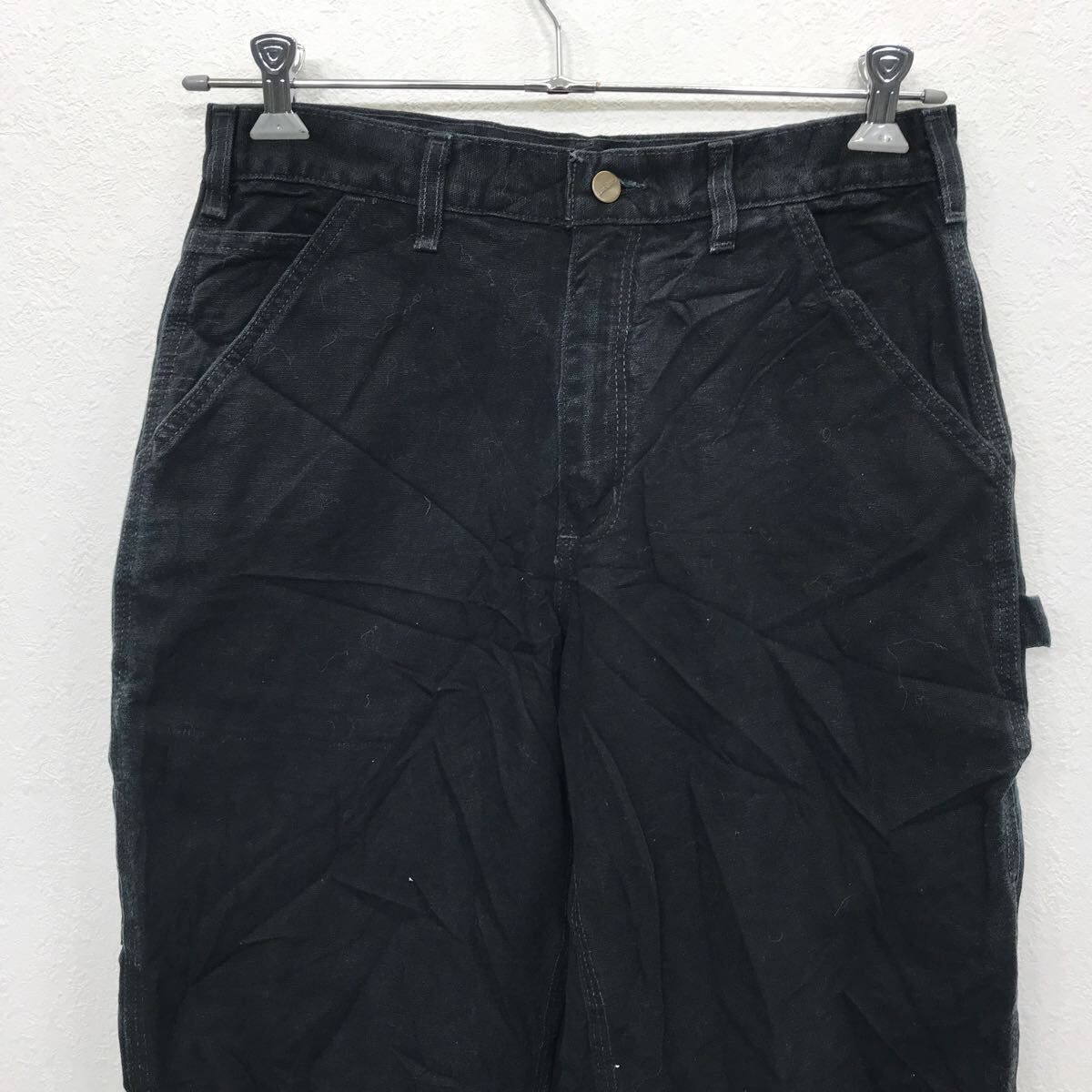 Carhartt ワークパンツ W31 カーハート ダックパンツ ブラック コットン メキシコ製 古着卸 アメリカ仕入 2405-663_画像2