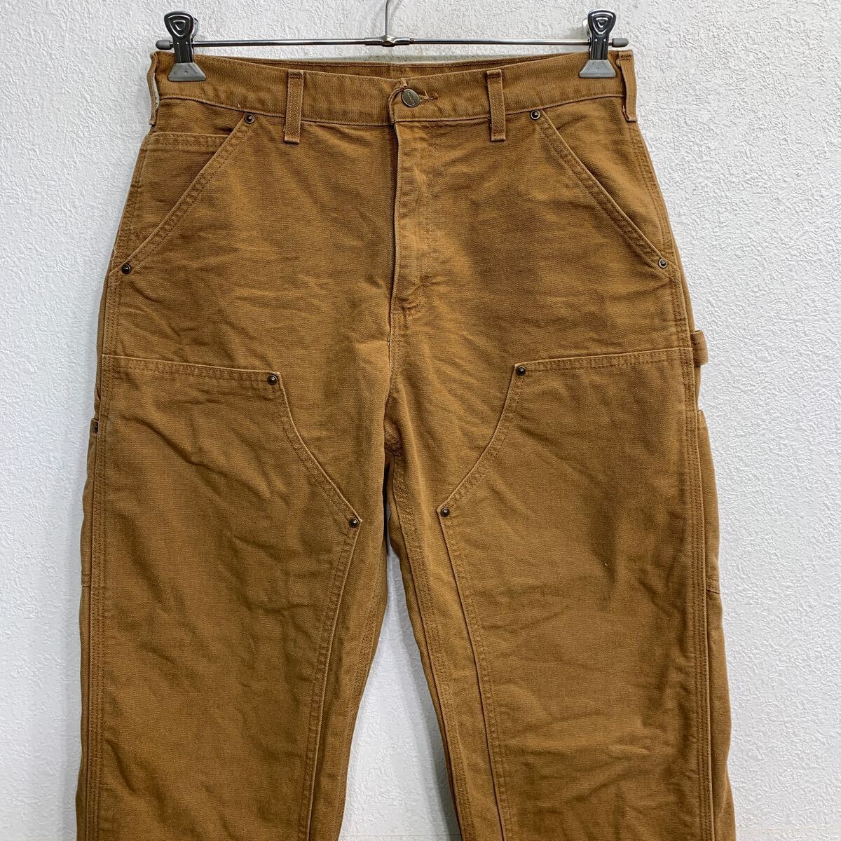 Carhartt ワークパンツ W31 カーハート ダブルニー ペインターパンツ ブラウン コットン メキシコ製 古着卸 アメリカ仕入 2405-625_画像2