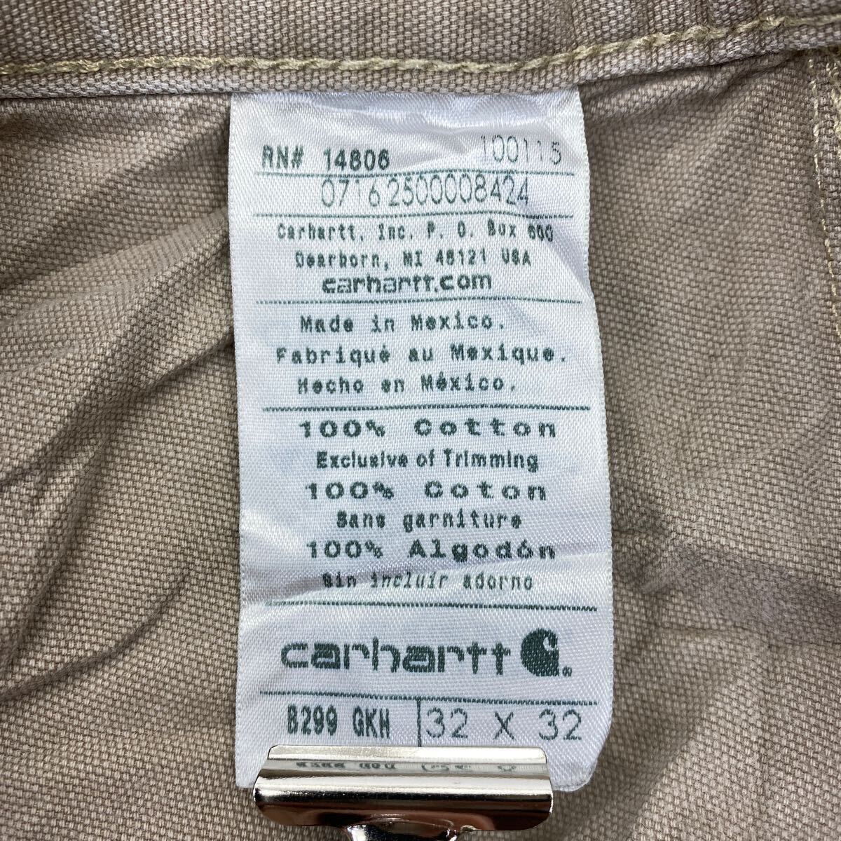 Carhartt ワークパンツ W32 カーハート ベージュ コットン メキシコ製 リラックスフィット 古着卸 アメリカ仕入 2405-673_画像8