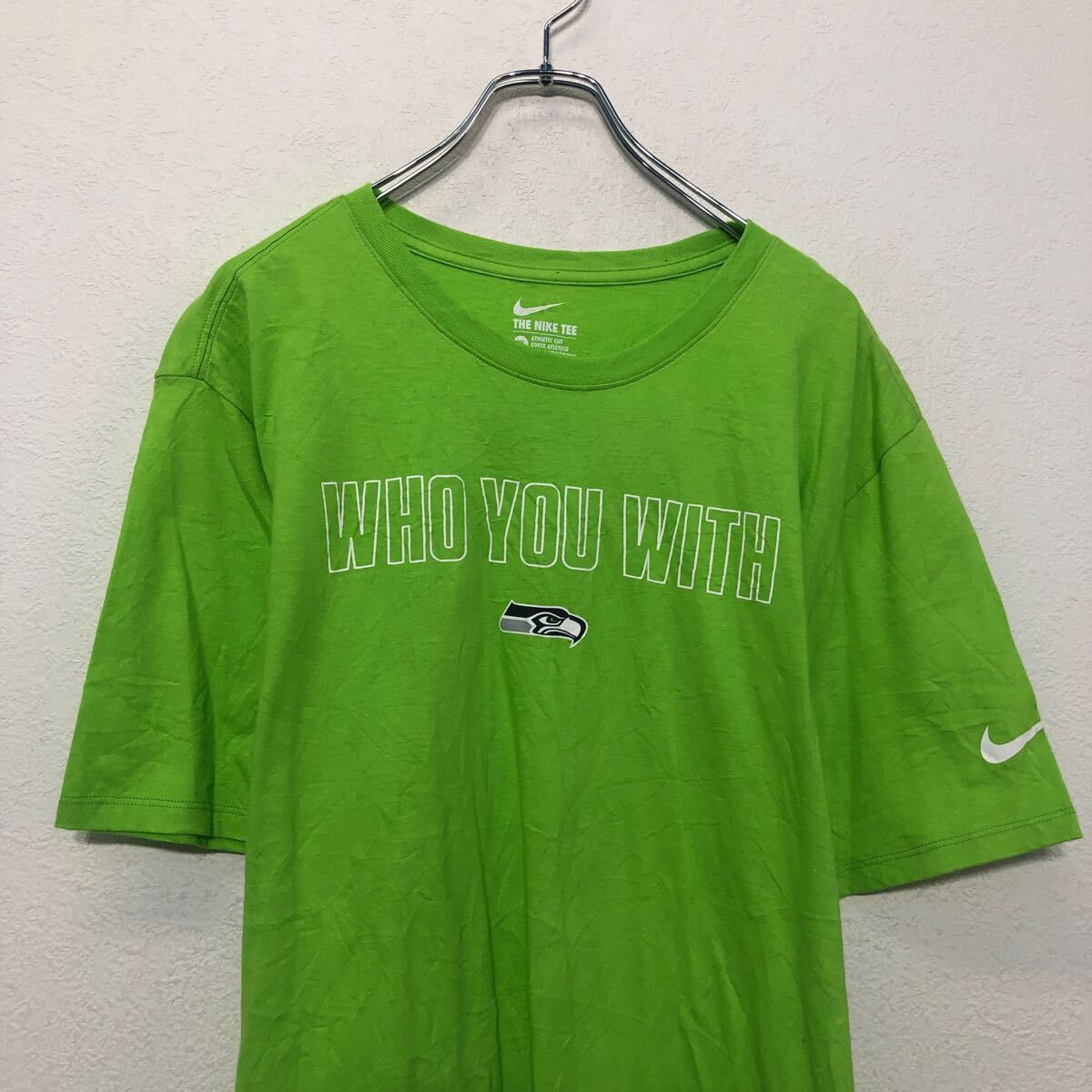 NIKE 半袖 プリント Tシャツ ナイキ XL ライトグリーン ビッグサイズ アメフト クルーネック 古着卸 アメリカ仕入 a605-6585_画像2