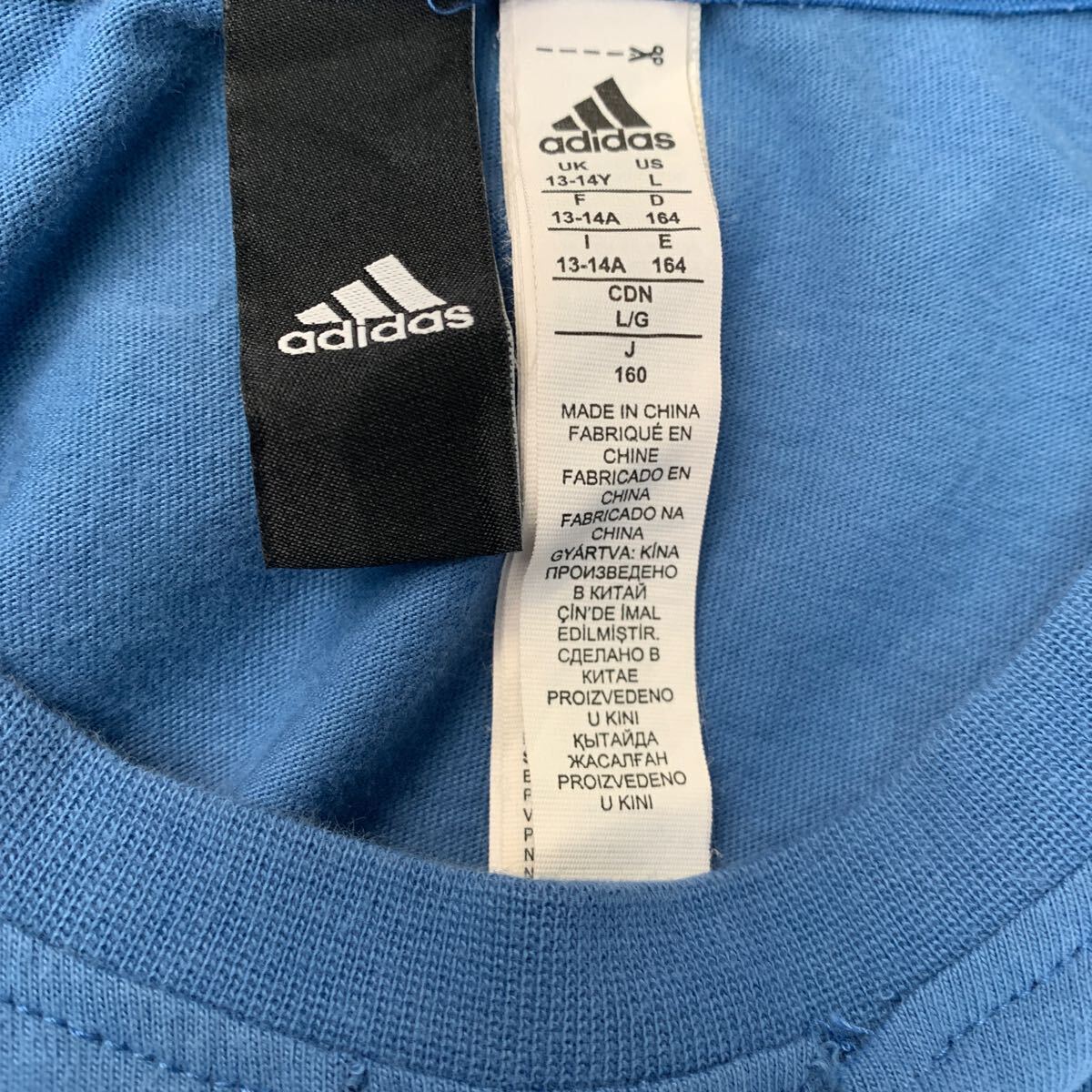 adidas 半袖 ロゴTシャツ L 160～ キッズ ブルー アディダス クルーネック 古着卸 アメリカ仕入 a605-6607_画像9