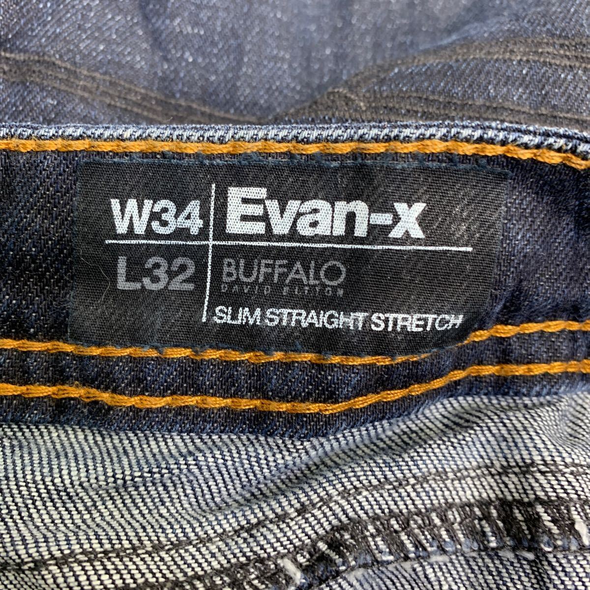 BUFFALO デニムパンツ W34 ブァッファロー スリムストレート ボタンフライ インディゴ 古着卸 アメリカ仕入 2405-785_画像9