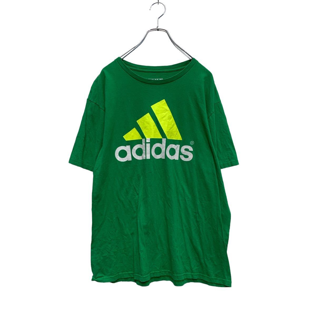 adidas 半袖 ロゴTシャツ XL グリーン アディダス ビッグサイズ クルーネック ビッグロゴ 古着卸 アメリカ仕入 a605-6794_画像1