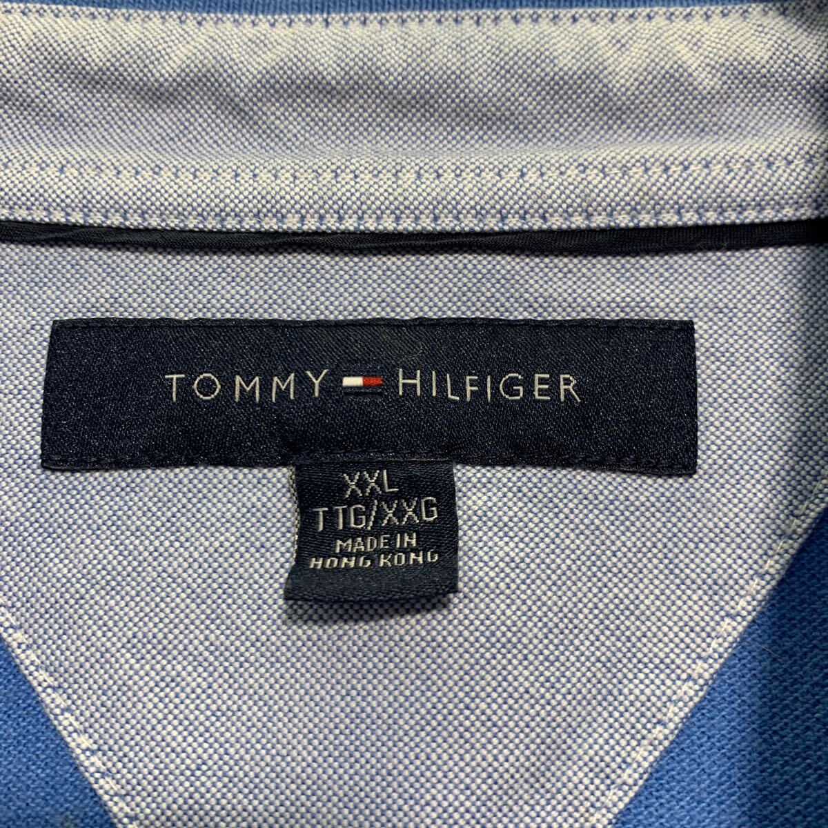TOMMY HILFIGER 半袖 無地 ポロシャツ 2XL ライトブルー トミーヒルフィガー ビッグサイズ ロゴ 古着卸 アメリカ仕入 a605-6730_画像10