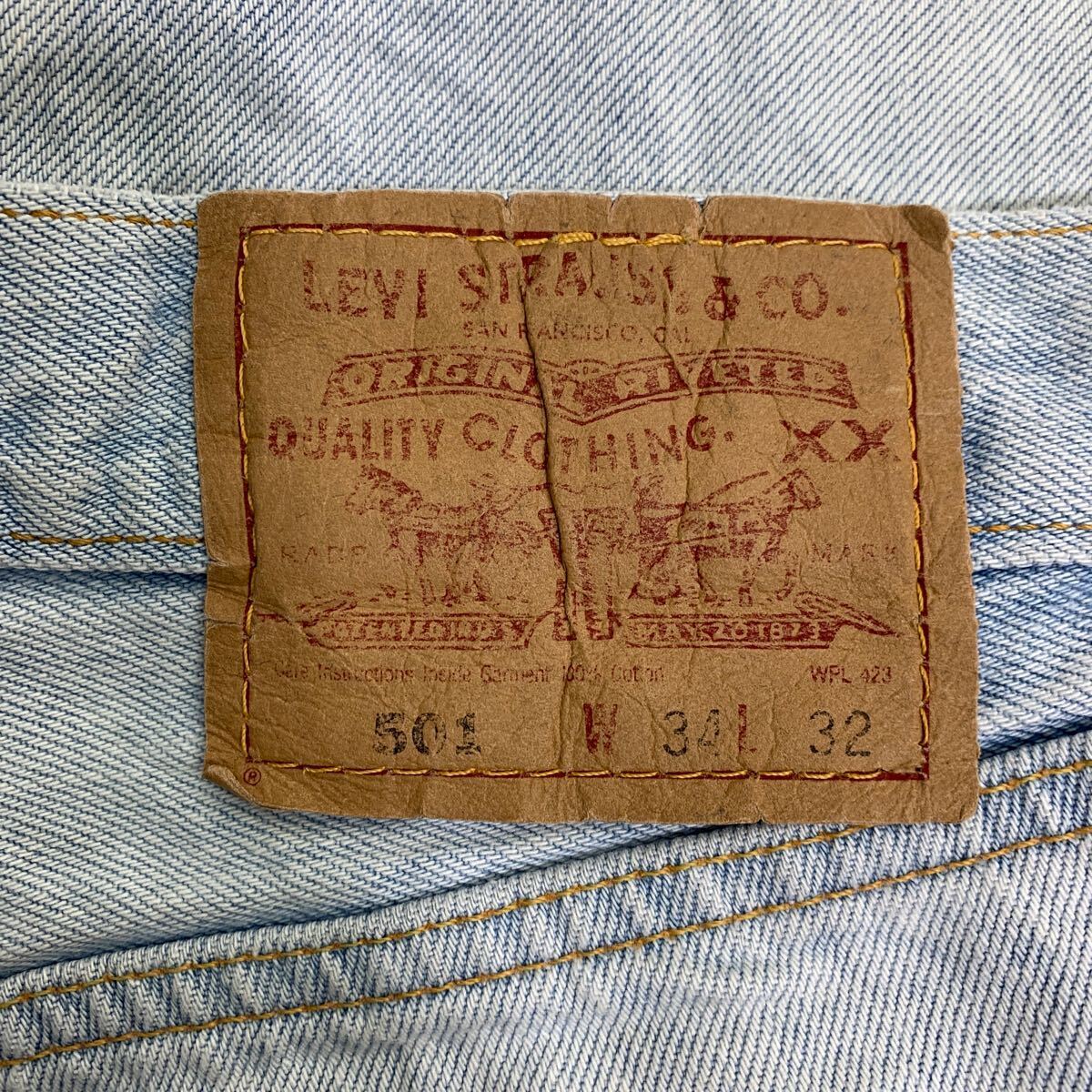 Levi's 501 デニムショートパンツ W34 リーバイス ボタンフライ ライトブルー コットン メキシコ製 古着卸 アメリカ仕入 2405-996_画像9