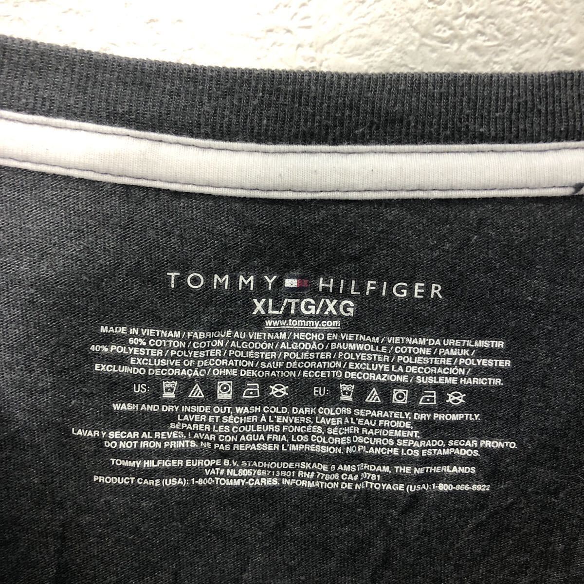 TOMMY HILFIGER 半袖 プリント Tシャツ トミーヒルフィガー XL ダークグレー ビッグサイズ クルーネック 古着卸 アメリカ仕入 a605-6849_画像7