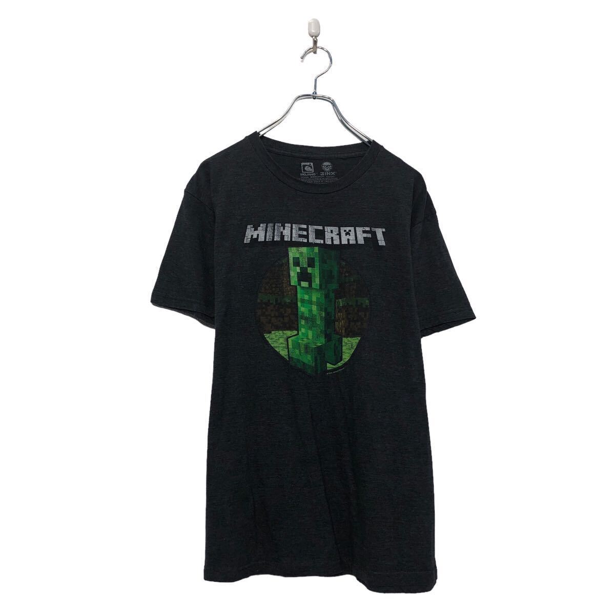 Minecraft 半袖 プリント Tシャツ マインクラフト L ダークグレー イラスト キャラクター クルーネック 古着卸 アメリカ仕入 a605-6896_画像1